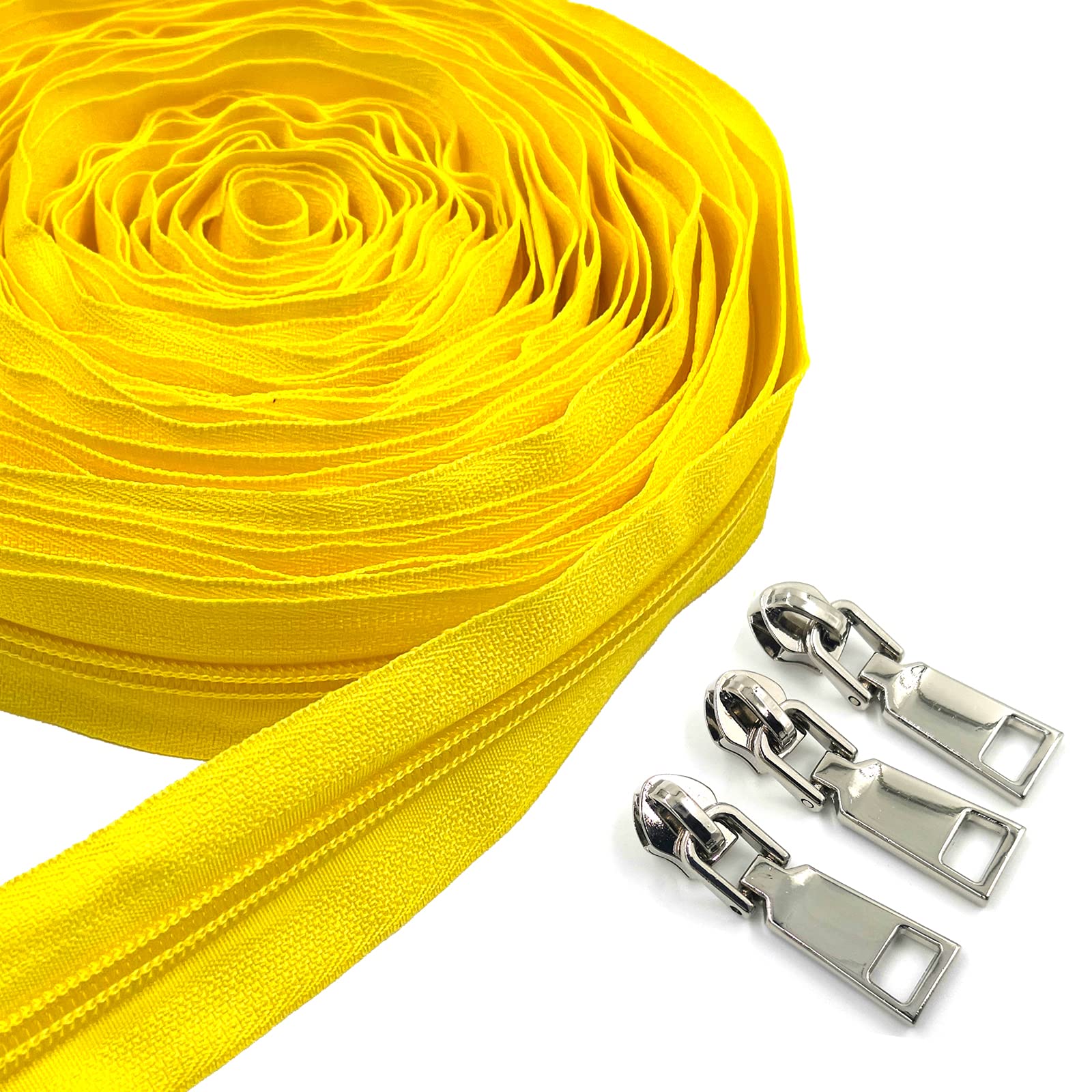 SBest Nylon Zippers #5 10 Yards Sewing Zippers Bulk DIY Zipper by The Yard Bulk with 20PCS Slider-Long Zippers for Tailor Sewing Crafts Bag (Yellow)