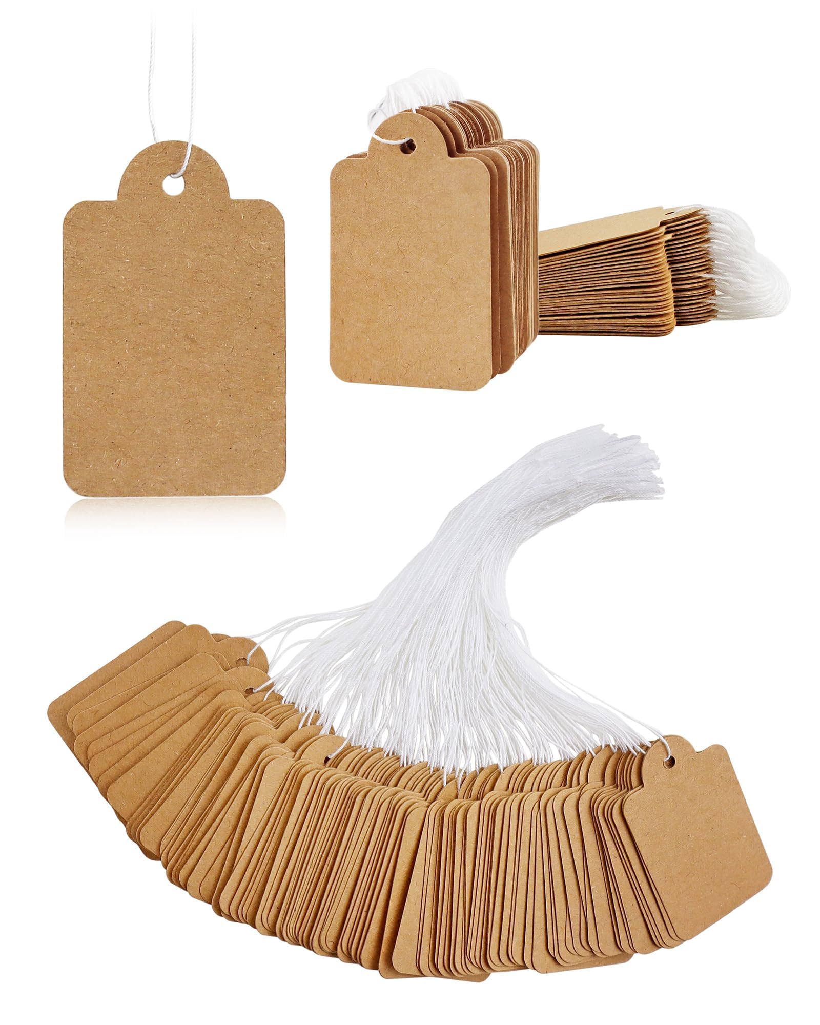 500 sztuk metek z linią 2,8 x 4,5 cm, spersonalizowane etykiety upominkowe z pustymi etykietami do znakowania papieru do pisania do wyświetlania biżuterii, odzieży (brązowy)