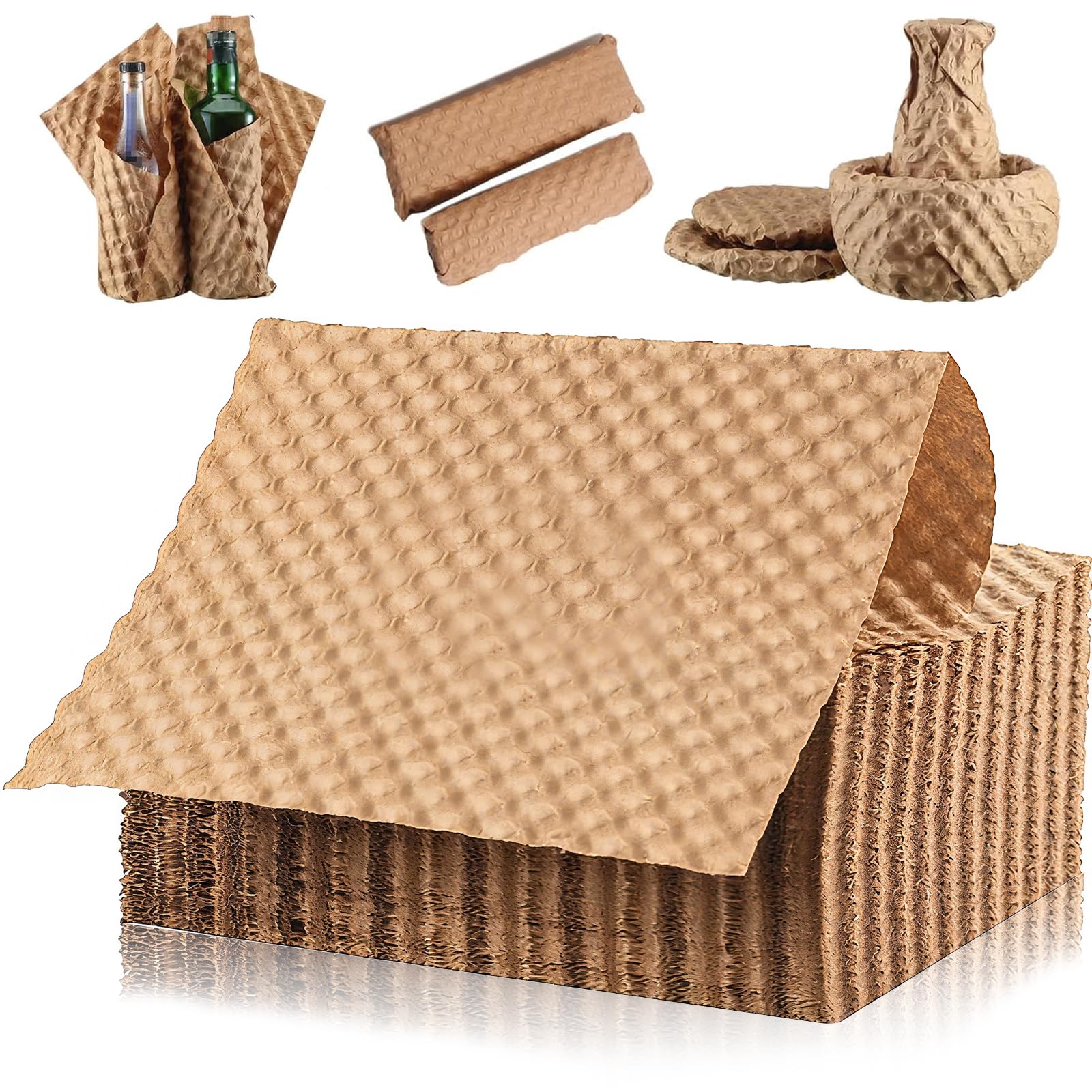50 Pcs Paper Bubble Wrap Eco Cushioning Wrap, Bubble Wrap for Moving House, Packing Paper for Moving, 29x30cm Packing Supplies for Shipping, Storing Fragile Items & Breakables