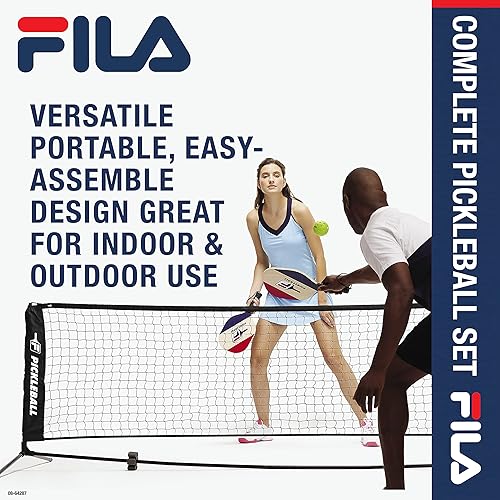 Miniatura 5 de FILA Accessories Juego de red de pickleball - Incluye 4 paletas de pickleball con 4 bolas de tamaño reglamentario para exteriores y red de malla de