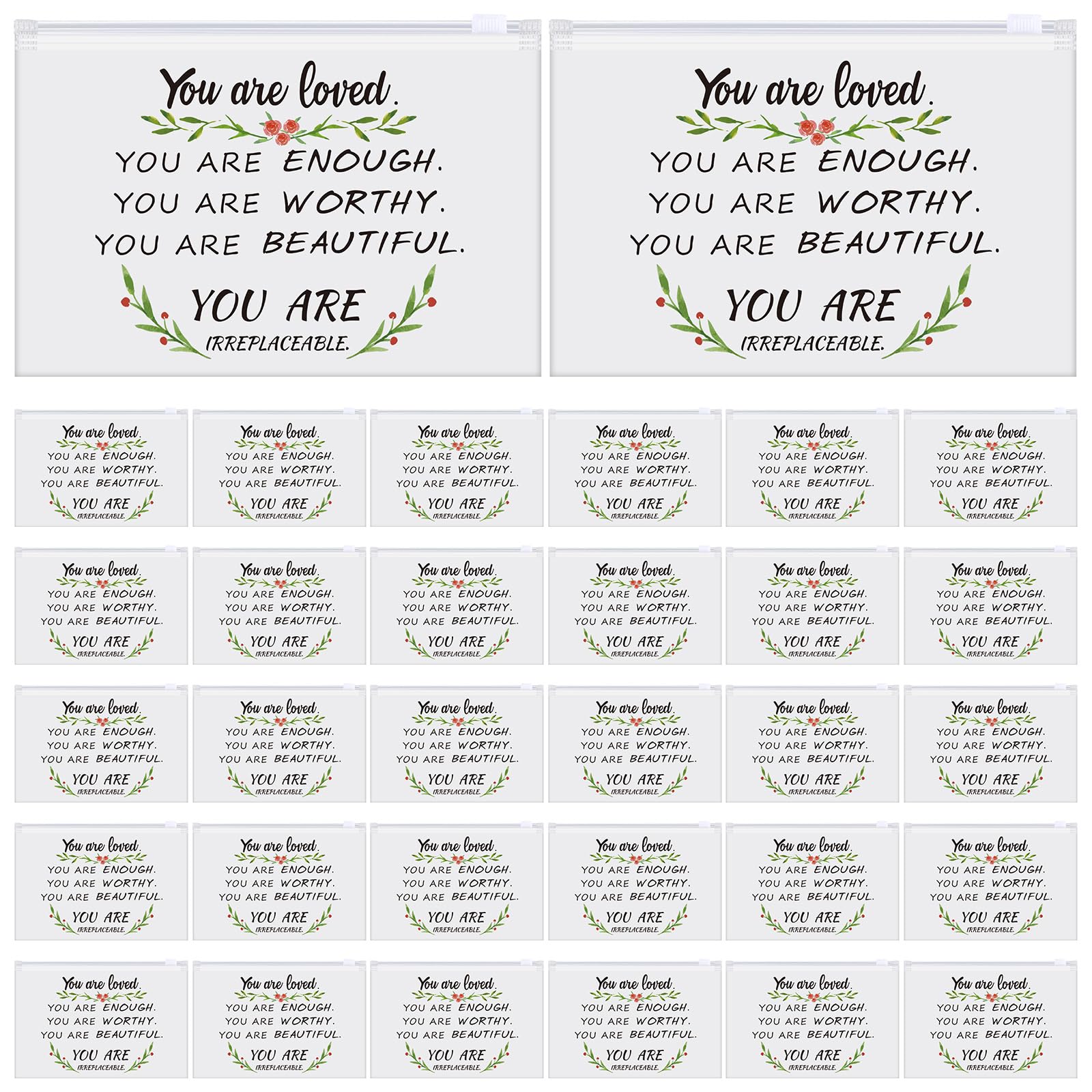 Sweetude 150 Pcs Makeup Bags Bulk Inspirational Gifts Bulk for Women Cosmetic Bag EVA Church Party Favor Thank You Gift Toiletry Pouch with Zipper for