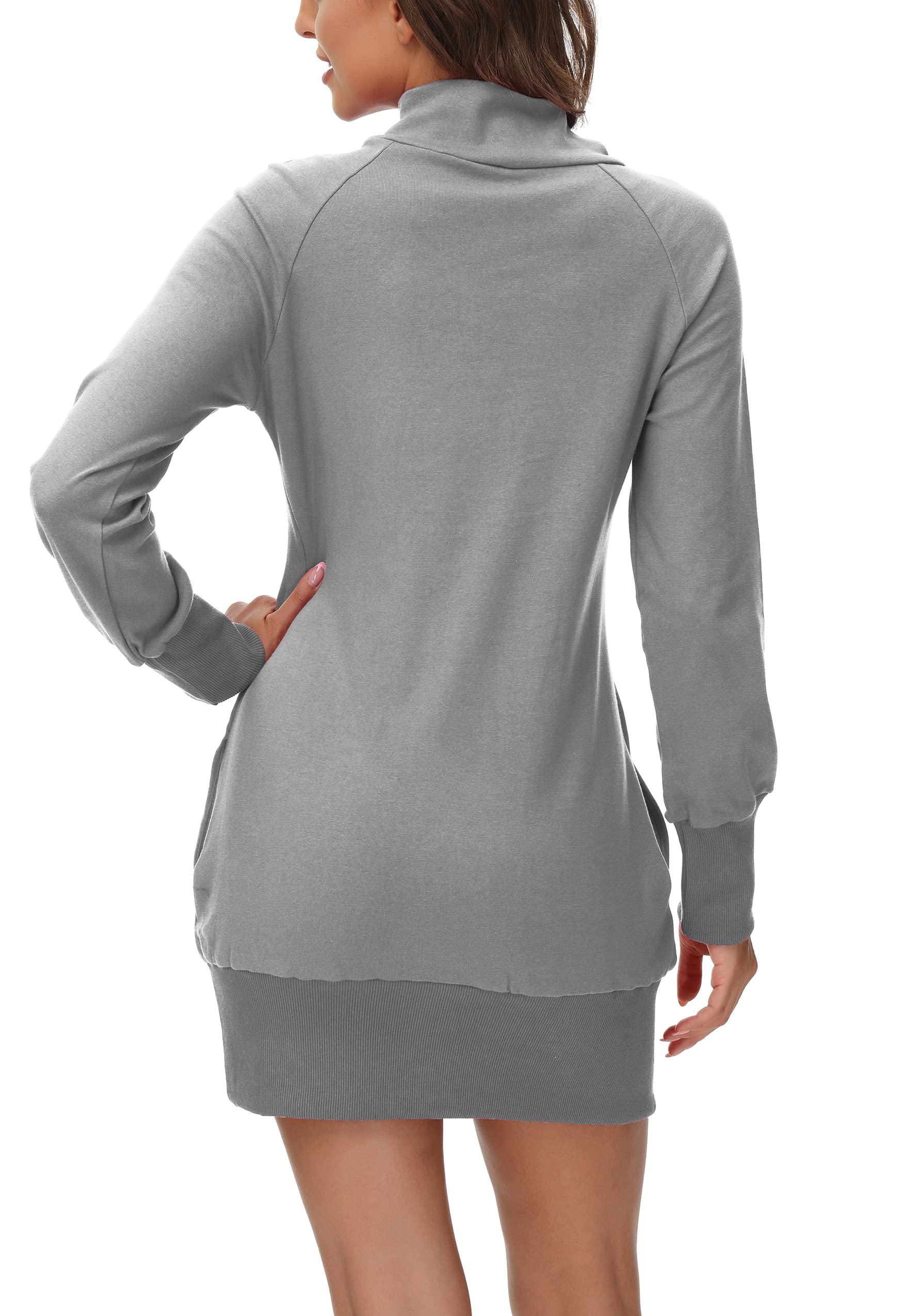 DOTIN Damska bluza z kapturem długi sweter damski długi elegancki sweter z golfem