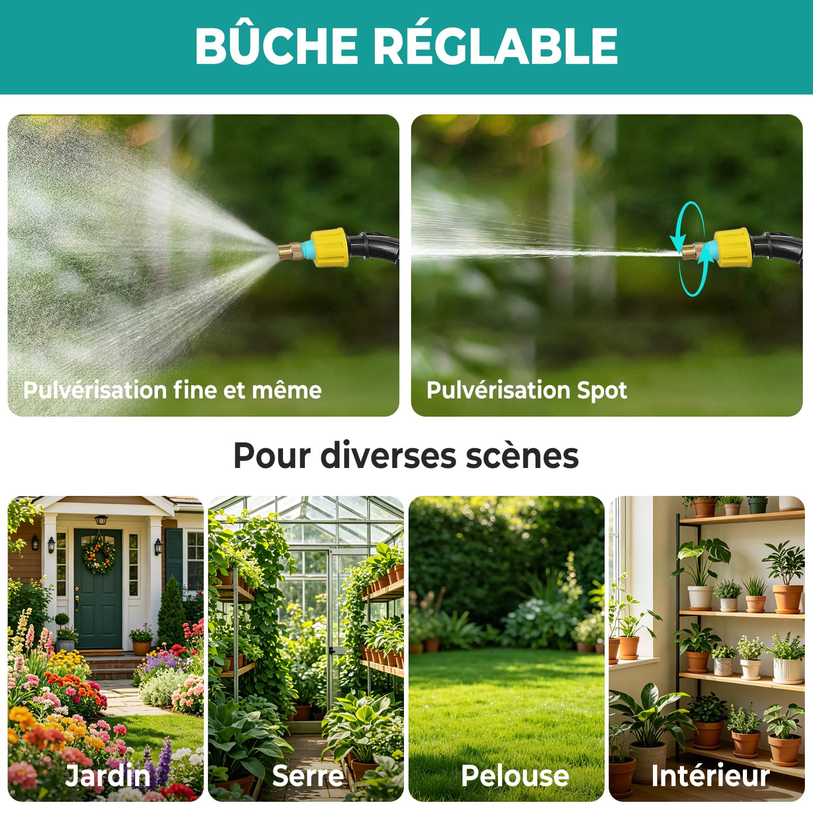 Pulvérisateur électrique 5L,Pulverisateur de Jardin Télescopique Rechargeable avec 2 Buses, Capuchon à Large Bouche,2400mAh Batterie Rechargeable par USB,Pulvérisateur de Plantes pour Jardin (B)