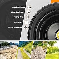 Vista 6 de Ruedas planas de repuesto de 13 pulgadas para neumáticos de carrito de jardín GOR, neumáticos sólidos 4.00-6 con rodamientos de 5/8 pulgadas, ruedas