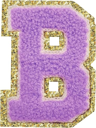 Miniatura 197 de Parches de letras termo-adhesivas de felpilla para chaquetas, parches de letras universitarias con brillantina para planchar en la letra azul A