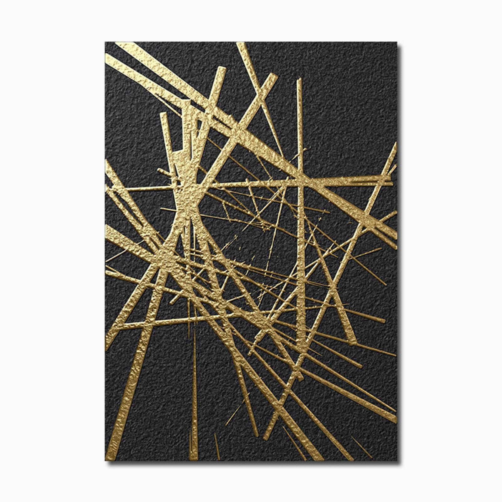 Abstrakcyjny geometryczny plakat na płótnie, złoty i czarny, sztuka ścienna, malarstwo, plakaty i wydruki, obrazy do salonu, wystrój domu, 40 x 60 cm x 3 szt. z ramką
