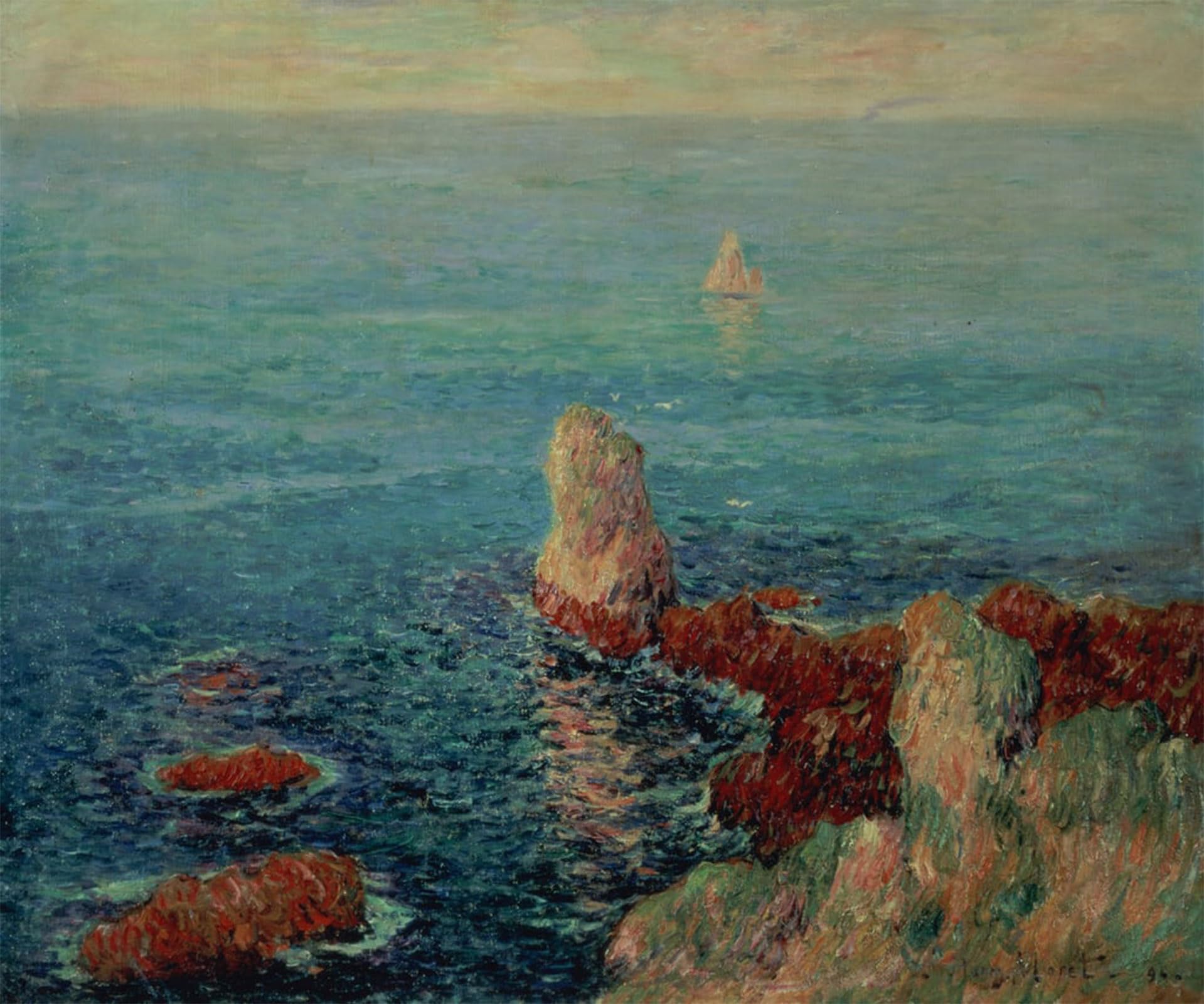 HRJUBWREE Retro Picture Art Painting Wall Poster the Island of Groix by Henry Moret Vintage Art Print for Home Decor 60x90cm
