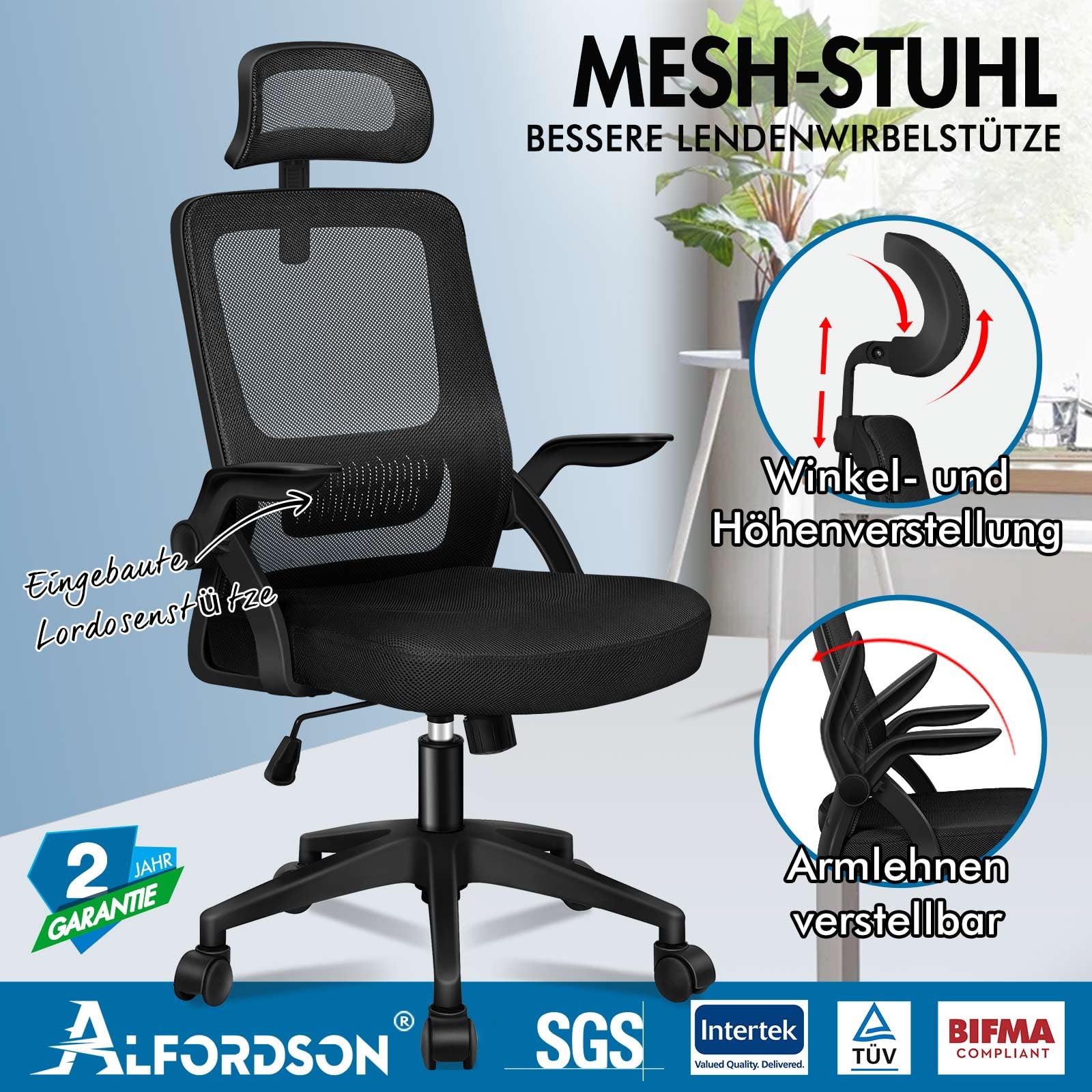 ALFORDSON Chair Bureaustoel, ergonomisch, 100% individueel