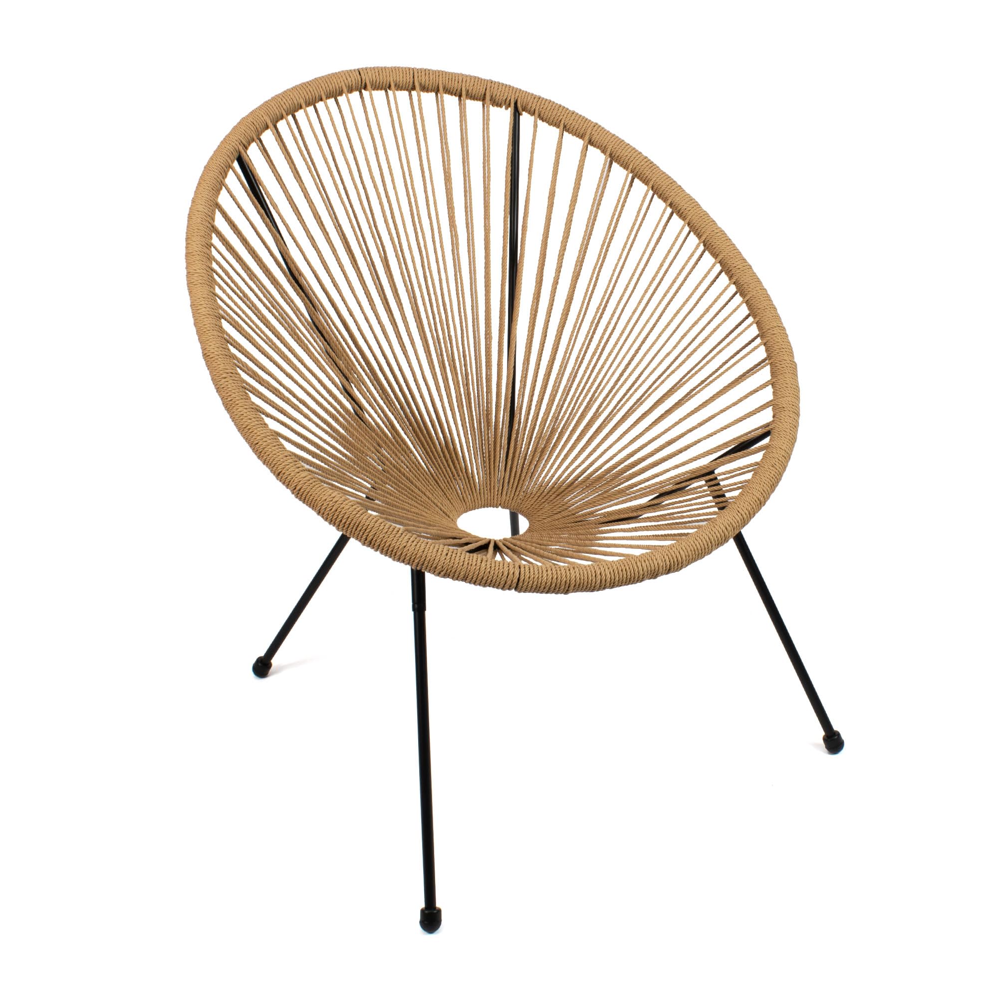 THE SECRET HOME - Silla Acapulco en Ratán para Jardín - Silla de Acero - Asiento de Exterior para Balcón, Terraza y Jardín (Natural)