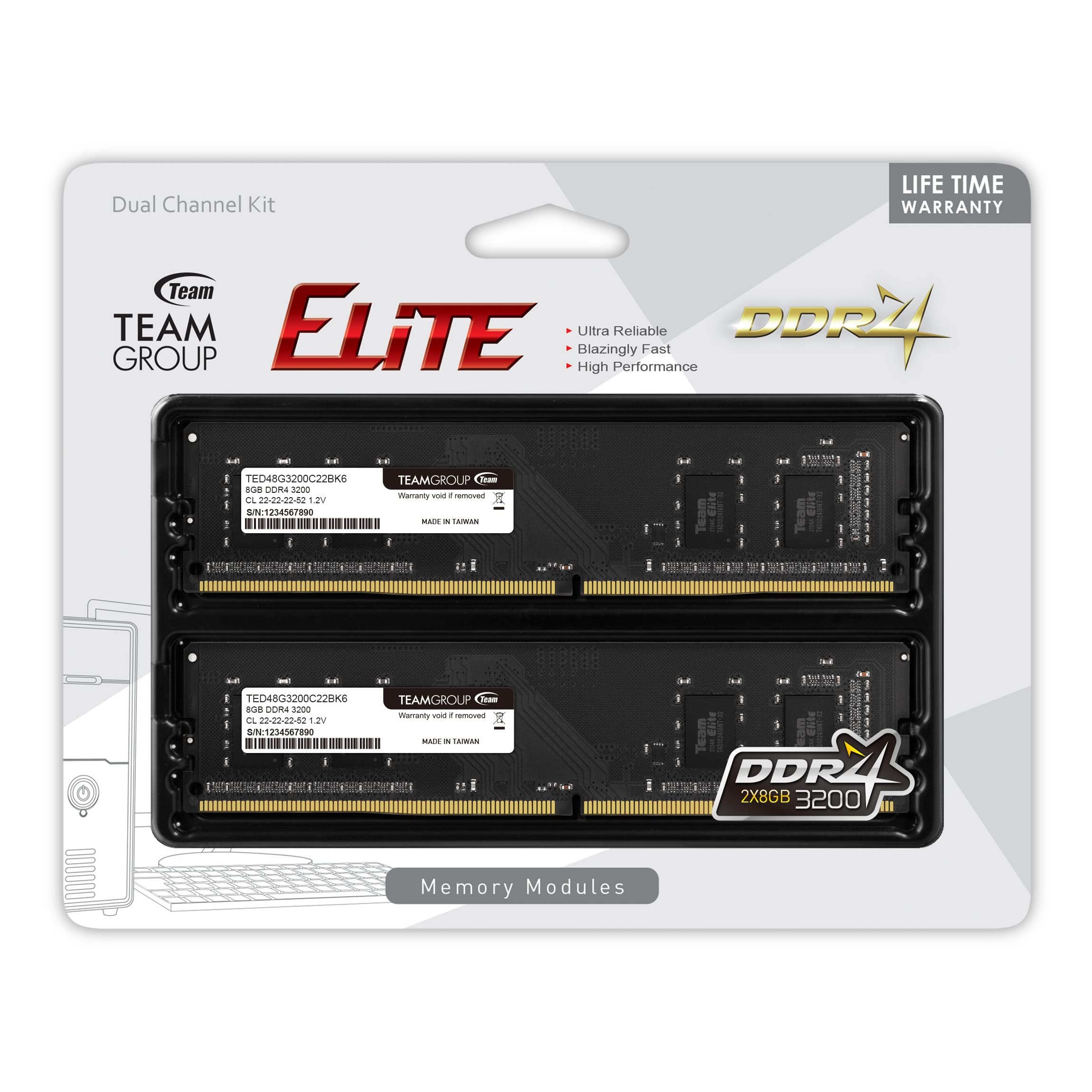 Amazon.co.jp: TEAMGROUP Elite DDR4 16GB キット (2 x 8GB) 3200MHz