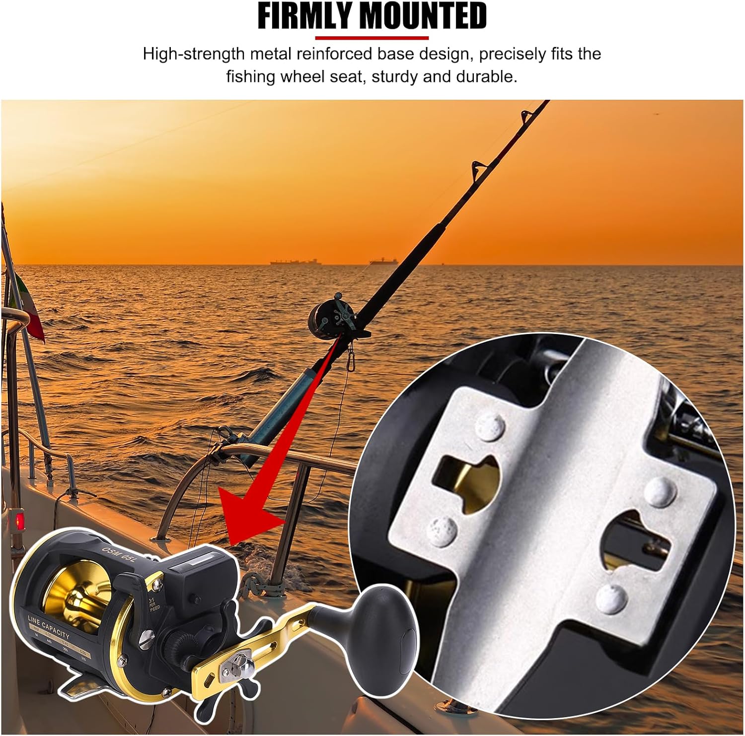 Gavigain Fishing Reel,Metal Boat Fishing Wheel with Line Counter Baitcasting Fishing Reel Wind Trolling Reel with Gear Ratio Durable Bearing for Inshore Saltwater Fishing