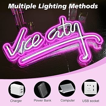 ネオンサイン LED看板 ピンク 壁掛けVice city ネオン管　オーダー NXYX Vice City Neon Sign Pink Led Sign for Bedroom Wall Decor USB