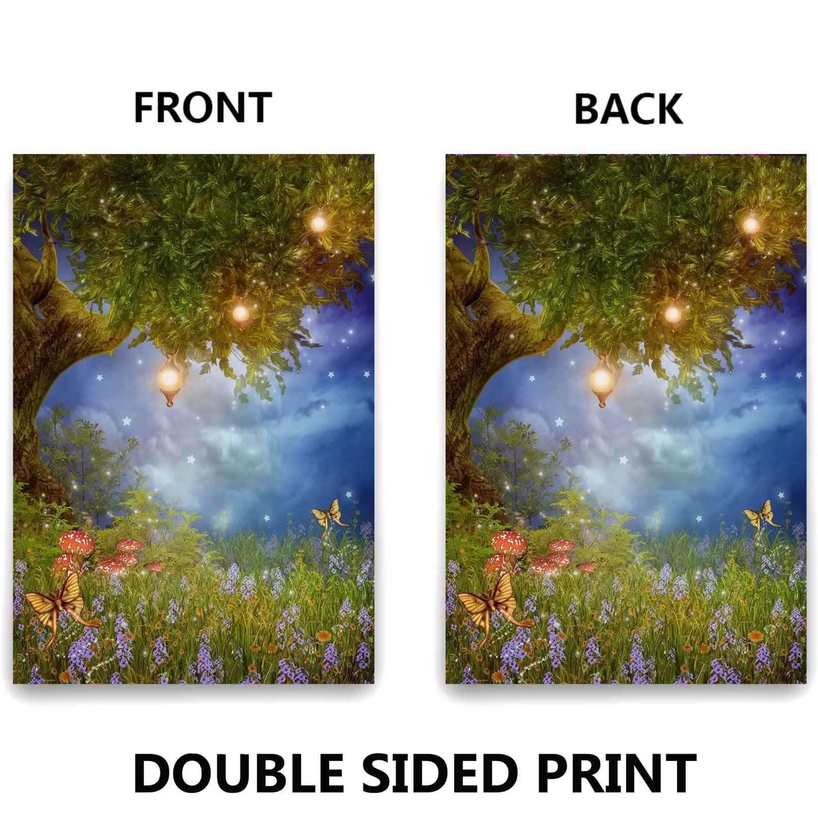 Gartenflagge Fantasy Farm – Mit Pilzen, Bäumen, Mond, 30,5 X 45,7 Cm, Doppelseitig, Polyester, Outdoor