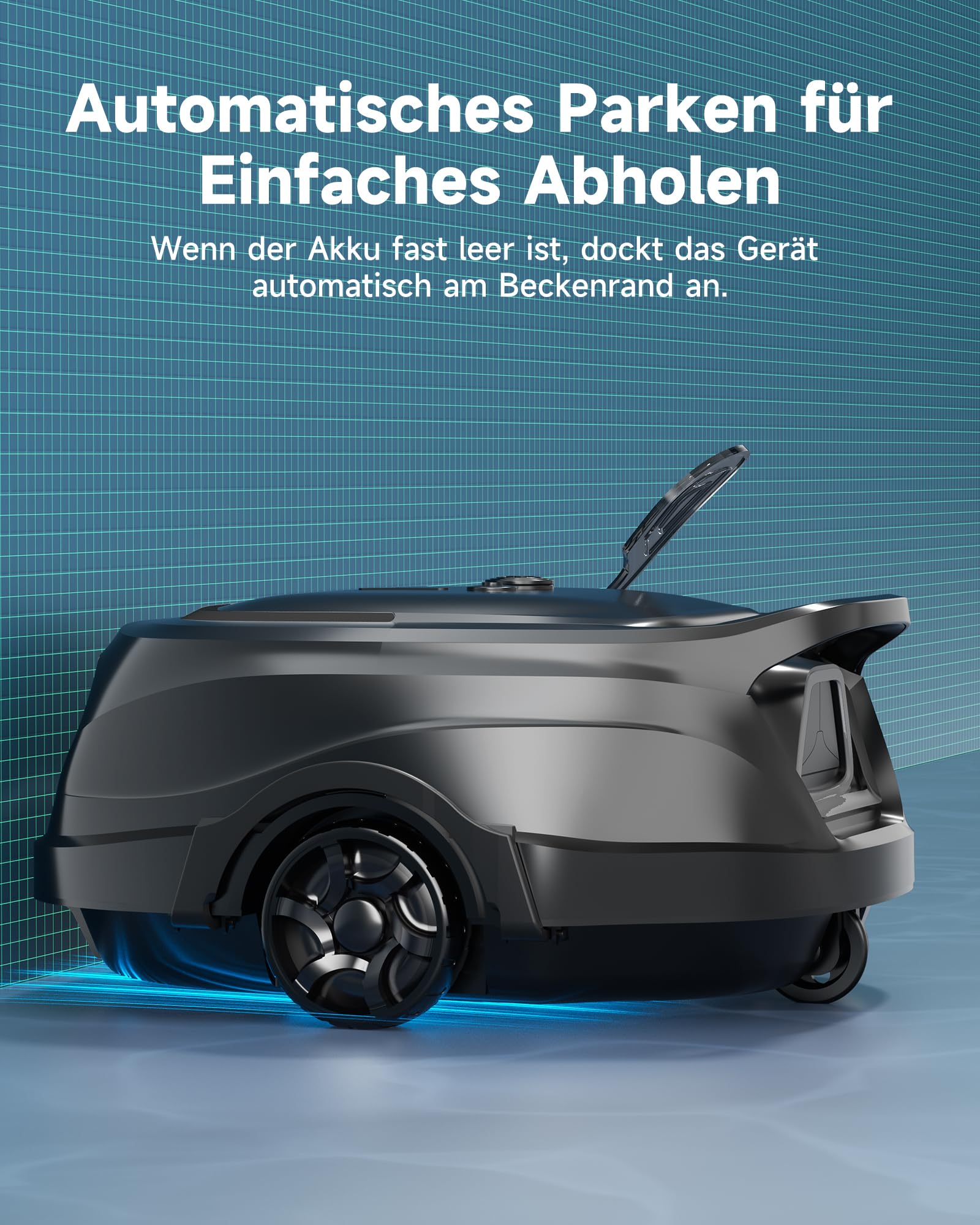 WYBOT A1max Kabelloser Poolroboter, Poolroboter Akku 130 Min Laufzeit, Doppelsiebe, Reinigt Flache Aufstellpools Bis 110 M², Ideal für Poolroboter für Aufstellpool,Waldgrün