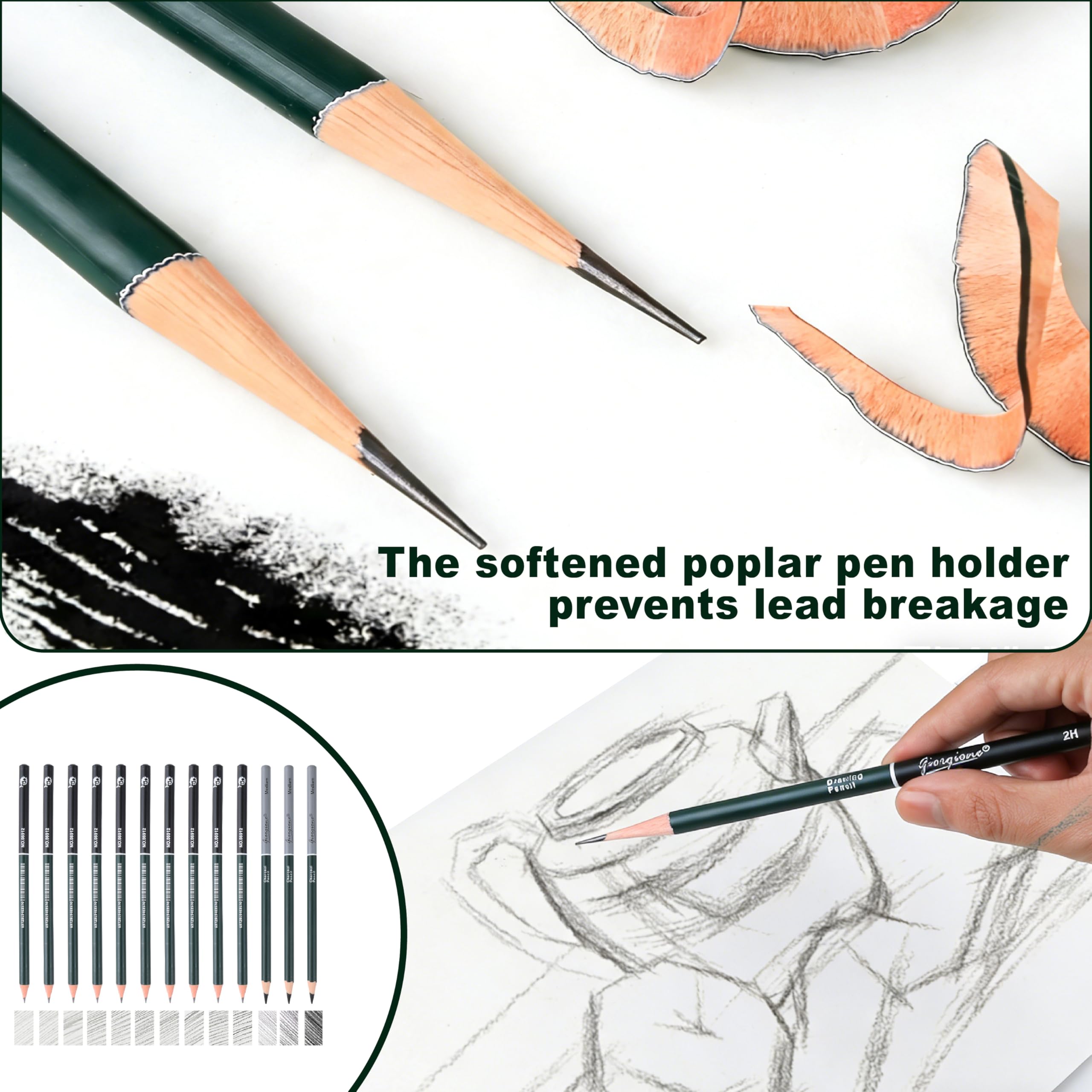 27 Stück Skizzen Zeichen Bleistift Set,Skizzen- & Zeichenstifte Set mit Graphitstiften (B bis 8B),– Ideal für Künstler, Erwachsene & Jugendliche zum Zeichnen, Skizzieren, Schattieren