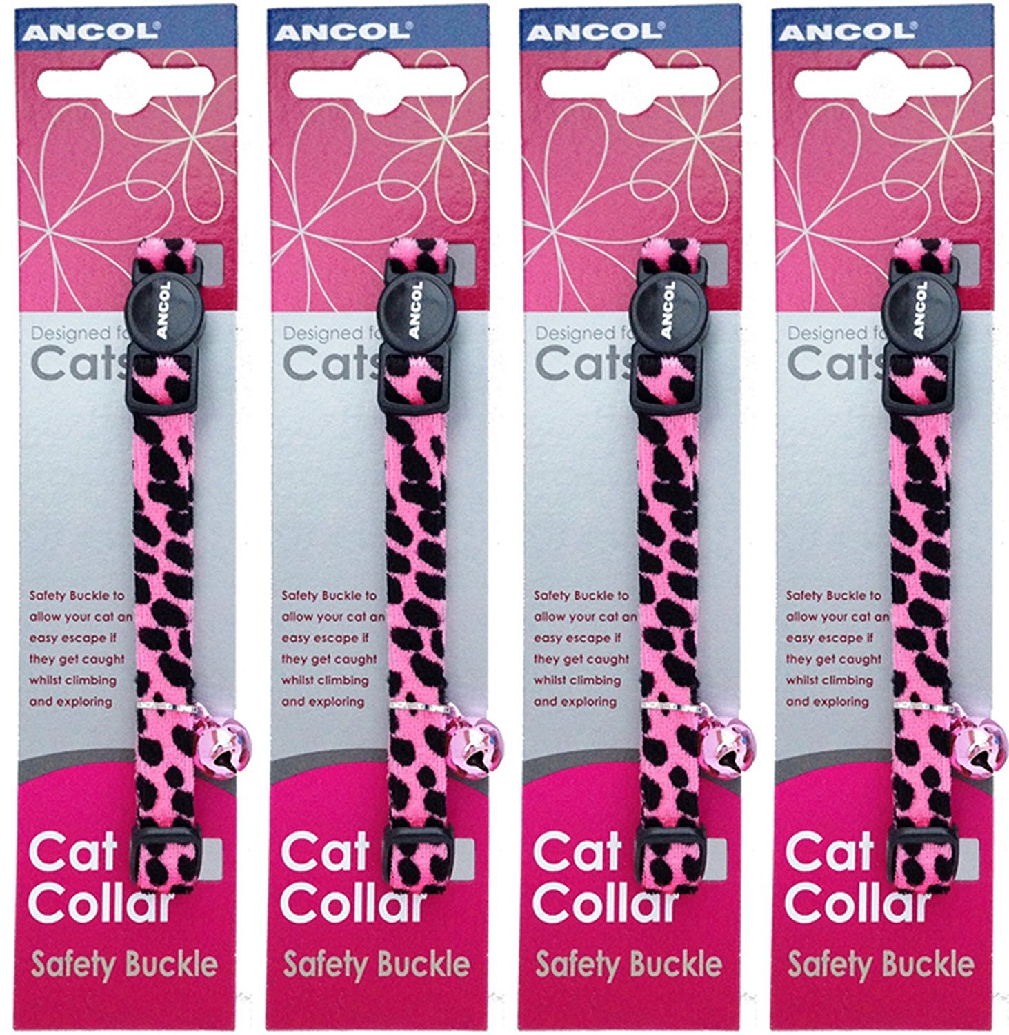 Collier pour chat velours rose Ancol au design léopard raffiné - 8
