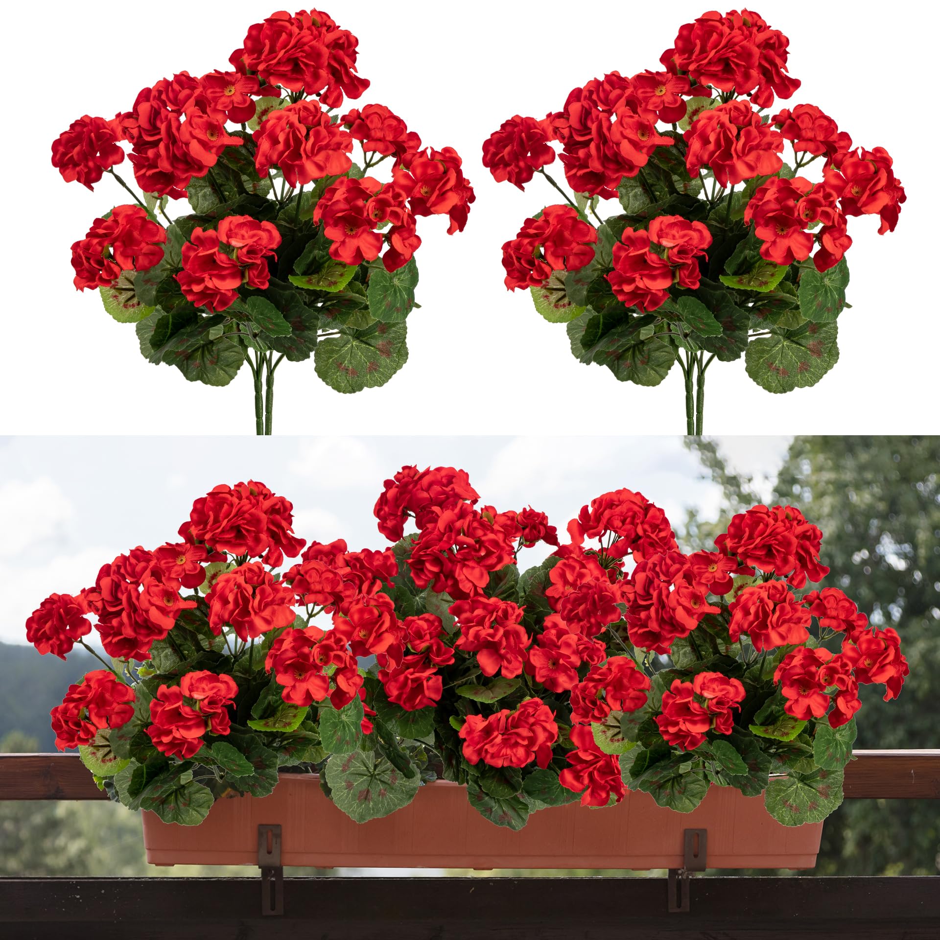 Uqueeten 4pcs Fake Flower Artificial Geranium