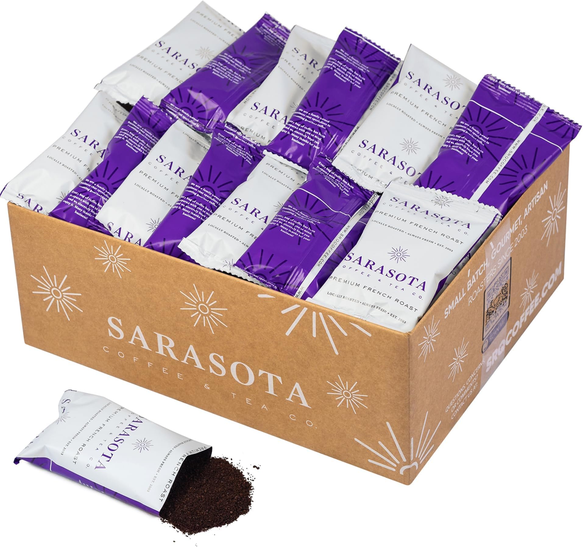 - Coffee Packets – Dark French Roast Ground, 2.5oz Extra-Strong Pre-Measured Packs for 12-Cup Drip Brewers, Bulk Single-Pot Fractional Bags, 36 Count | Sarasota Coffee