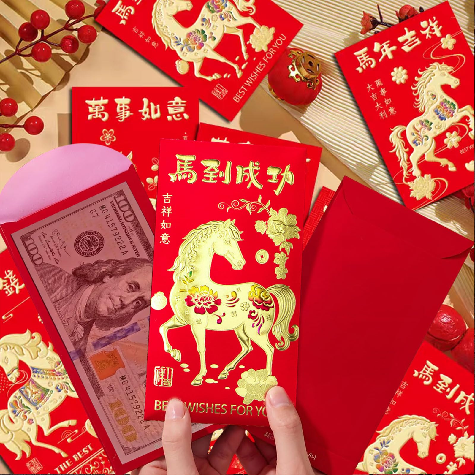 Briefumschläge für chinesisches Neujahrsfest 2025, Schlange, niedlich, 3D, Mondneujahr, Glücks-Geldumschläge, Hong Bao, rote Tasche für Jahr, Frühlingsfest, Geschenke, 24 Stück