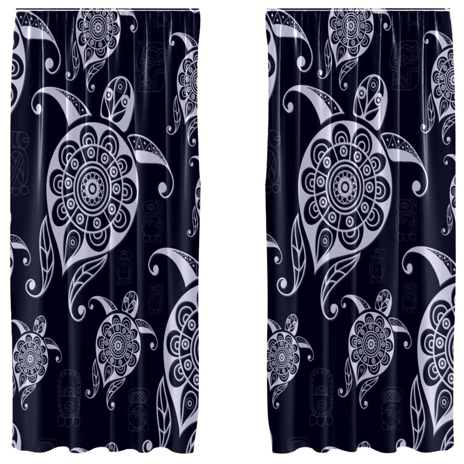 Rideaux occultants motif tortue pour une ambiance bord de mer dans le salon