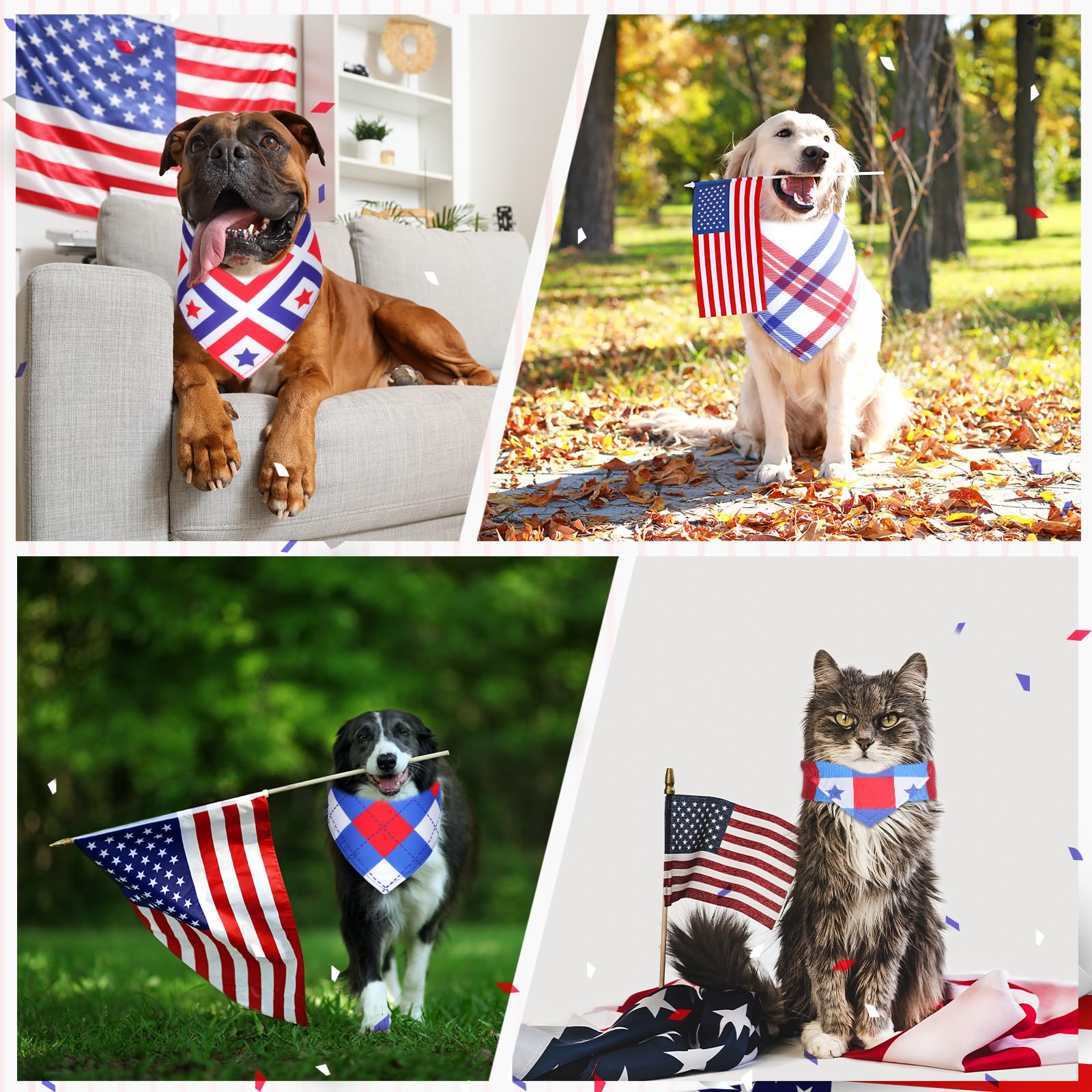 Geyoga 60 bandane per cani a quadri per animali domestici, bavaglini per cuccioli, bandana, regolabili, lavabili, accessori per costumi per animali domestici, forniture per gatti e cani di piccola e