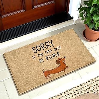 Funny Welcome Doormat Cute Dog Entrance Door Mat Inside Outside Entryway Floor Mat Non-Slip Welcome Carpet Rug Indoor Outdoor Entrance Washable Doormat for Patio Hallway Home Decor