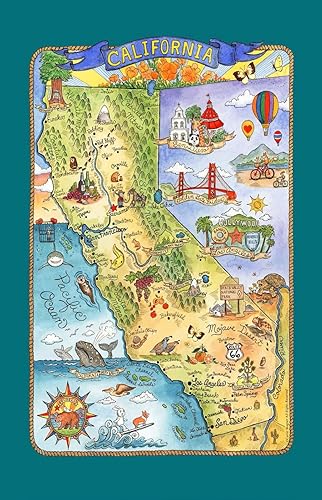 Kay Dee Designs F2176 Adventure Destinations - Toalla de té estilo póster, California, 1 pieza, 18 x 28 pulgadas