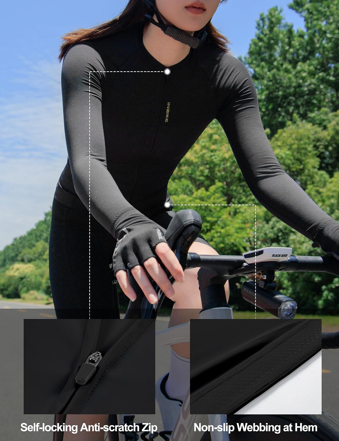 INBIKE Cycling Jersey Women, Sun Protection, Quick Dry, UV Protection, UPF 50+ Bike Jersey for Road Biking 3 Pockets
