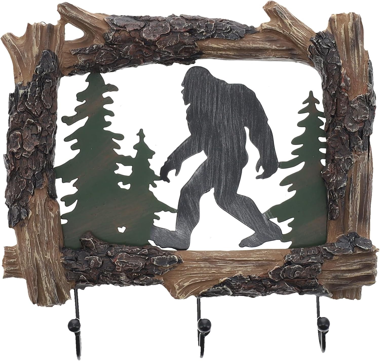 Top Brass Bigfoot Sasquatch Silhouette Wall Mount Key Holder – 3 Hooks Key Rack Hanger Organizer