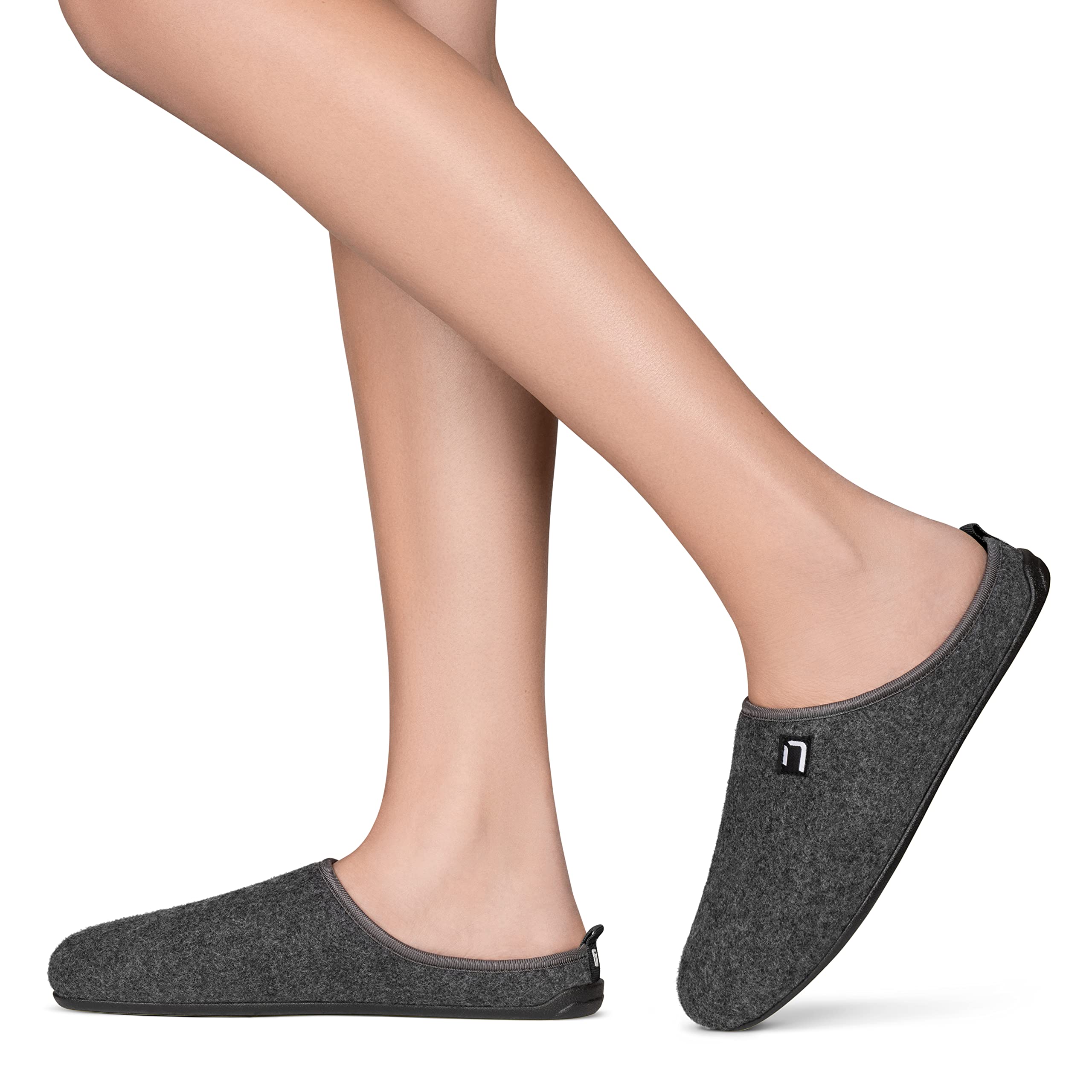 Nanga Erwachsene - Unisex Wool Slipper - Hausschuhe für Damen & Herren, Unisex Filz-Pantoffeln, Slipper mit Rutschfester Gummi-Sohle, Warme Pantoletten aus Wollfilz, Wechselfußbett schwarz 39
