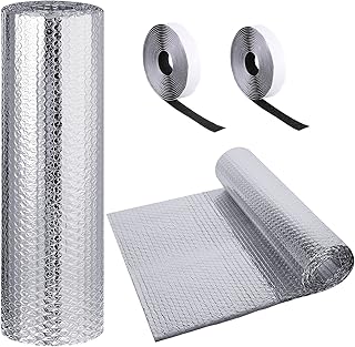 RV Door Window Skylight Shade Foil Sunshield Reflective Window Cover DIY RV Skylight Insulator Sunshield Blackout Reflective Cover Car Sunshade Protector with 16 mm Tape (Silver, 120 x 24 Inches)