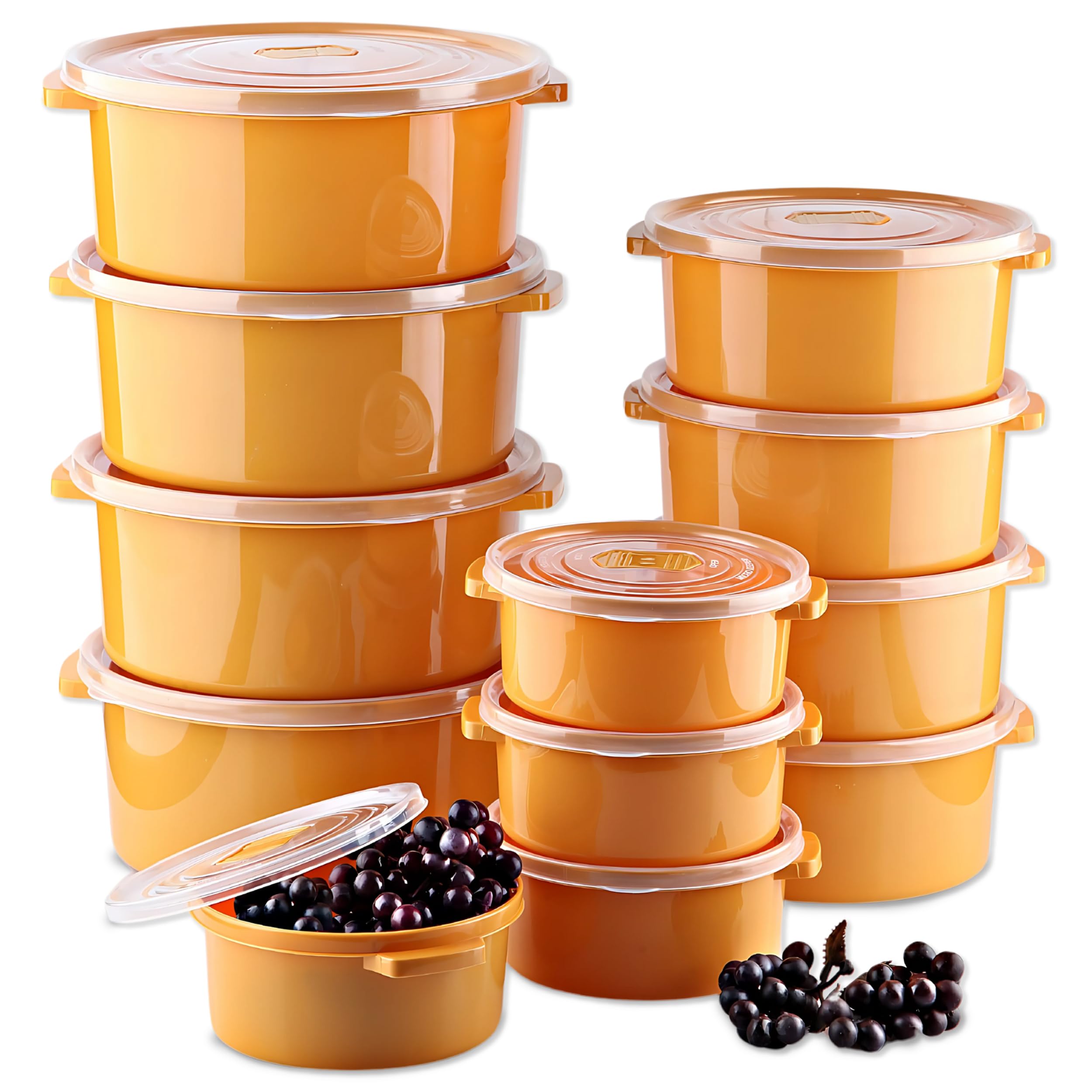 My Happy Home Plastic Food Storage Containers 12 Pcs with Lids, Twist Lock on Lid Ideal for Microwave/Freezer, Leakproof, Stackable, Airtight, Snacks, Takeout, Meal Prep, Orange