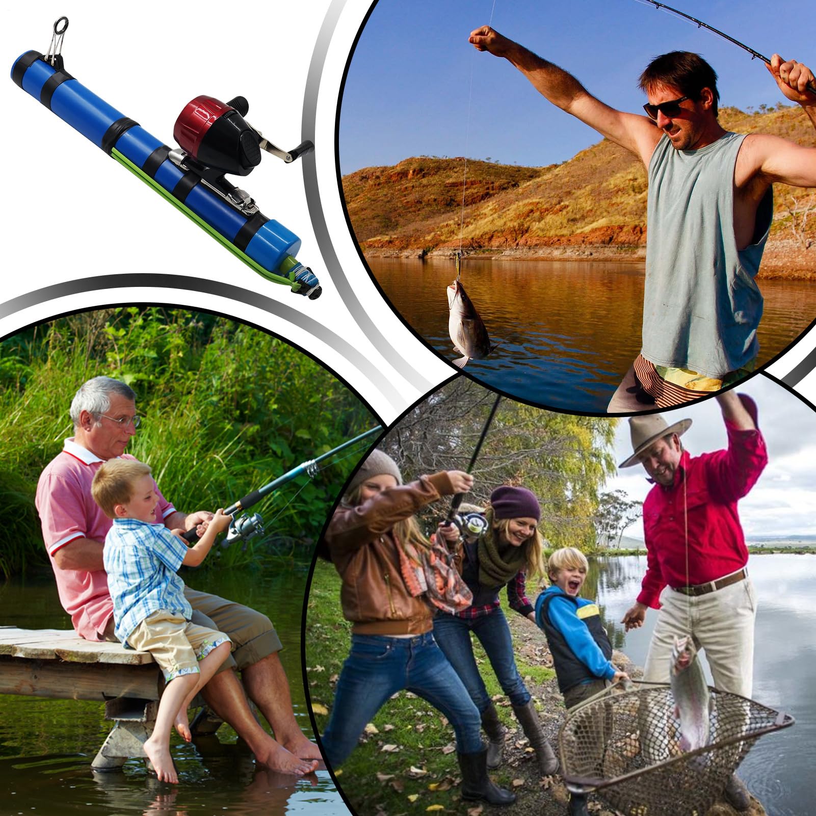 Combo de caña de pescar y carrete, herramienta de pesca multifuncional, caña de catapulta de pesca para viajes, para lubina, trucha, agua salada, agua dulce, orilla, río, arroyo, estanque, lago
