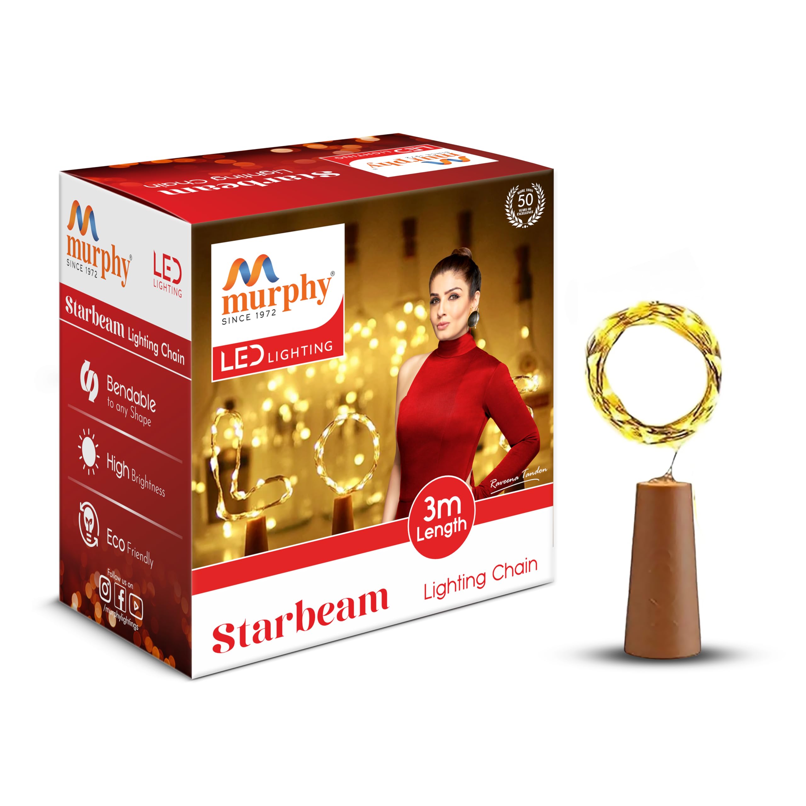 Murphy Bottle Lights with Cork, Mini Copper Wire, 3 Meter Battery Operated String Decorative Fairy Lights (Pack of 1, Warm White, Prong Base)