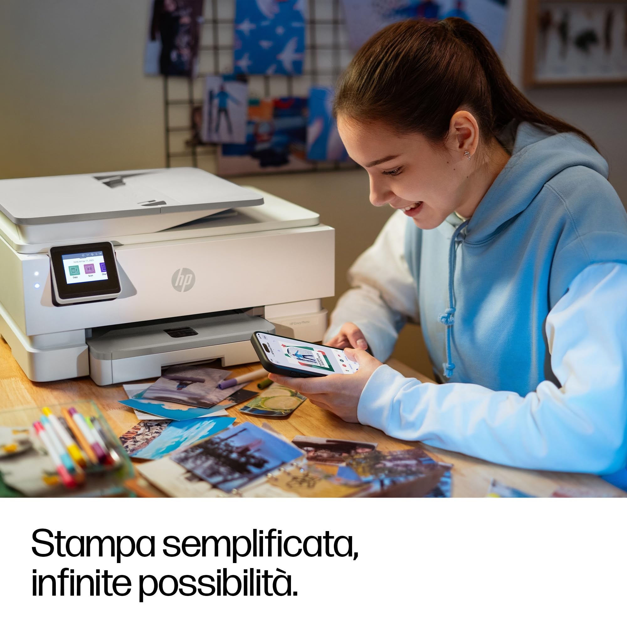 HP Envy Photo 7930 B63K5B, Stampante Multifunzione a Getto d'Inchiostro A4 a Colori, Foto, Fronte/Retro Automatico, 22 ppm, app, 3 Mesi di Inchiostro Instant Ink Inclusi, Bianca