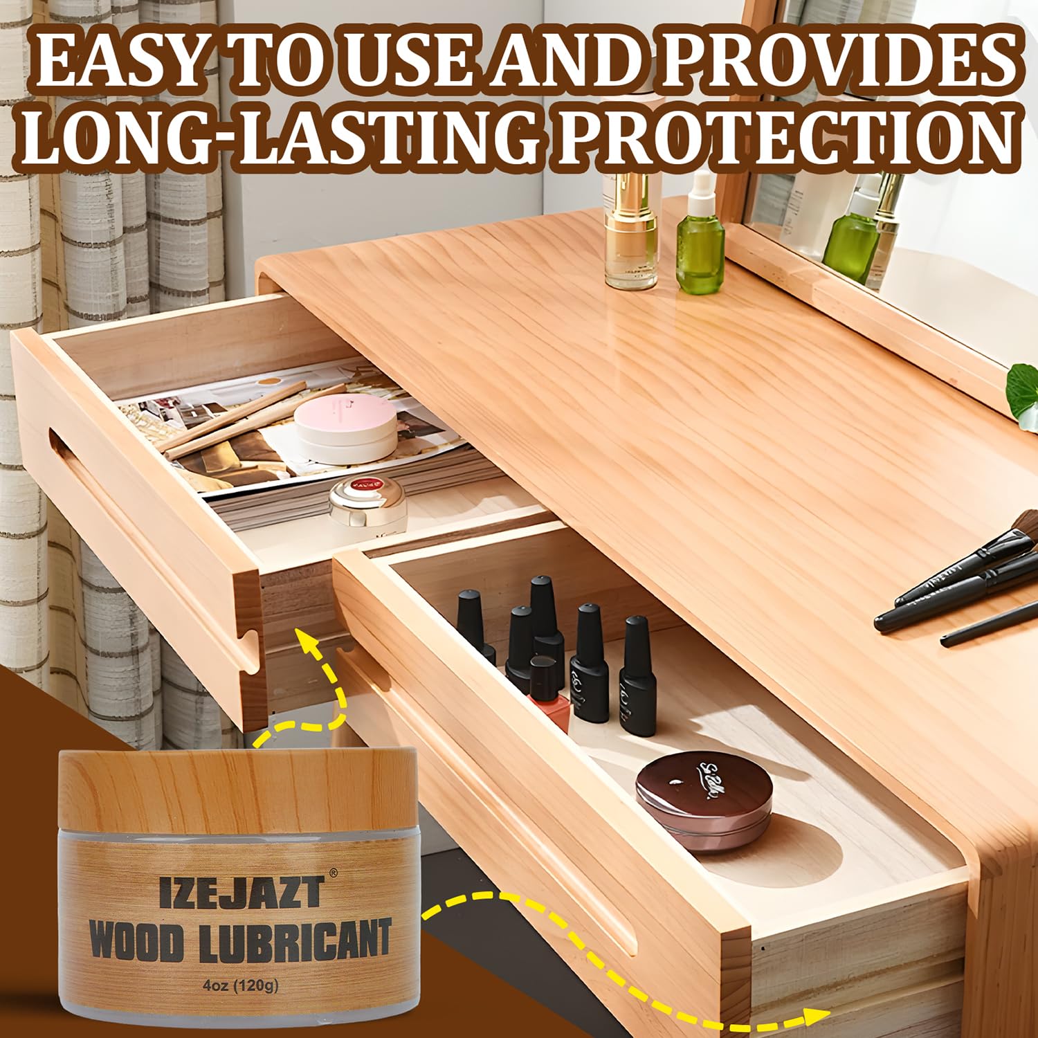 IZEJAZT Wood Drawer Wax & Paste Wax - Premium Wood Lubricant for Sticky  Drawer Slides