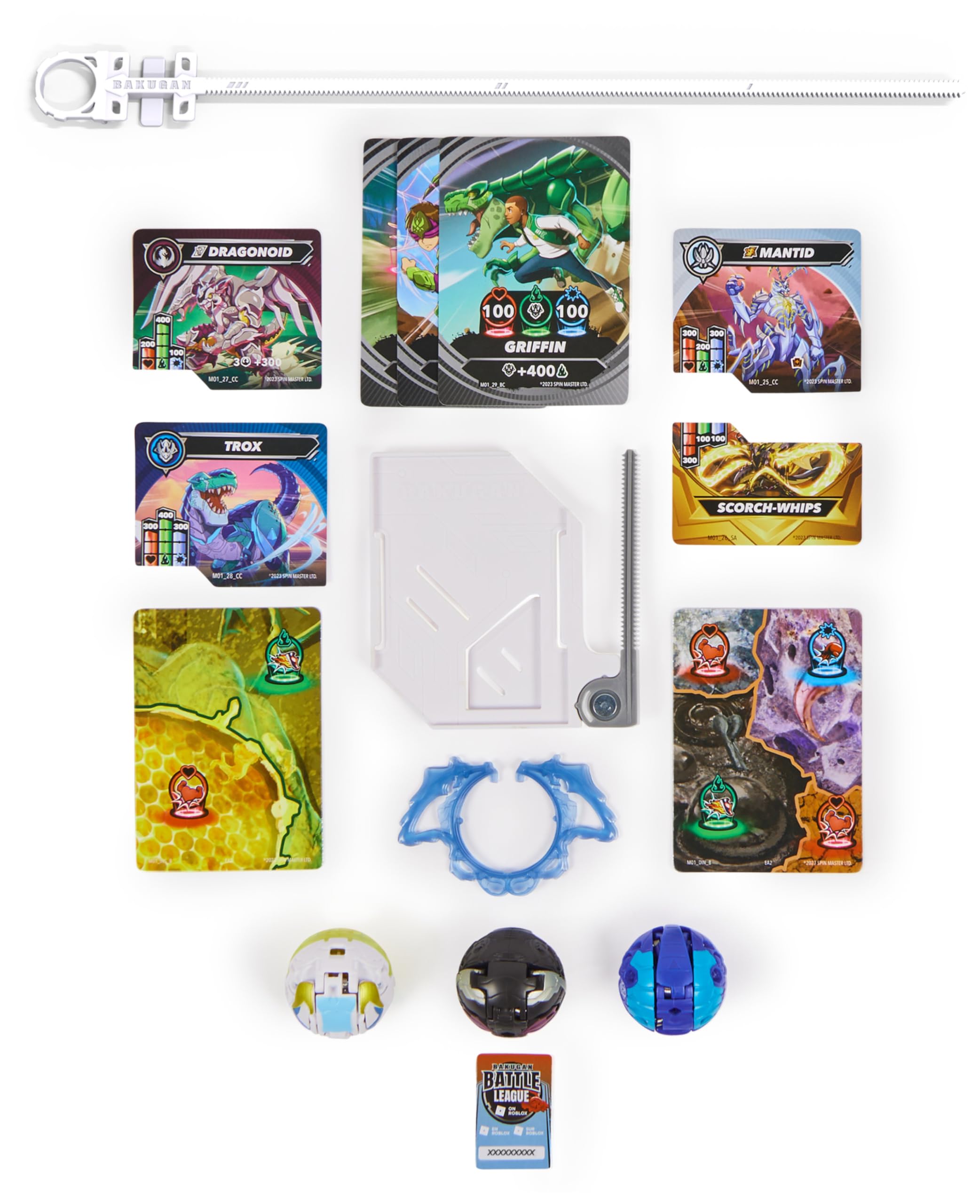 Bakugan 3.0 Starter Pack - 2 Balls, 1 Special Attack Ball, 1 Battle Ring, 1 Launcher Card and 9 Cards - Toy Collection - Children's Toy Age 6+ - Random Model