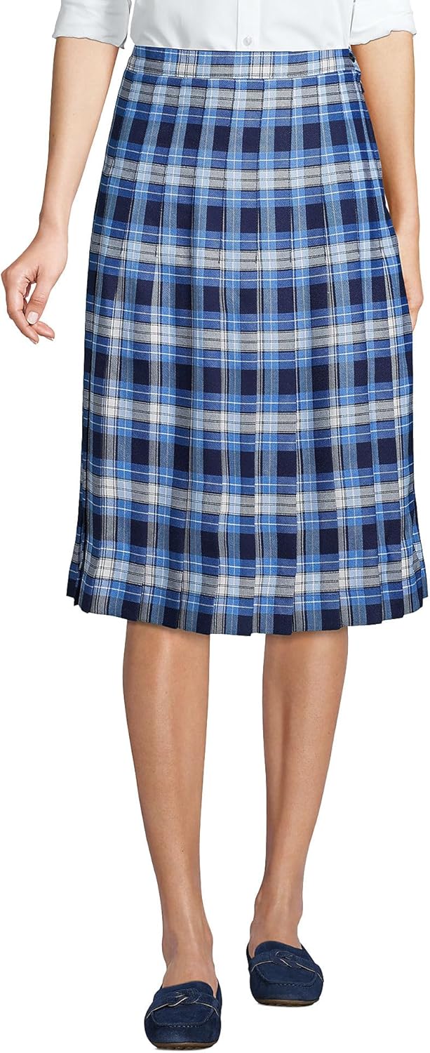 Lands' End School Uniform Women's Plaid Pleated Skirt Below The Knee