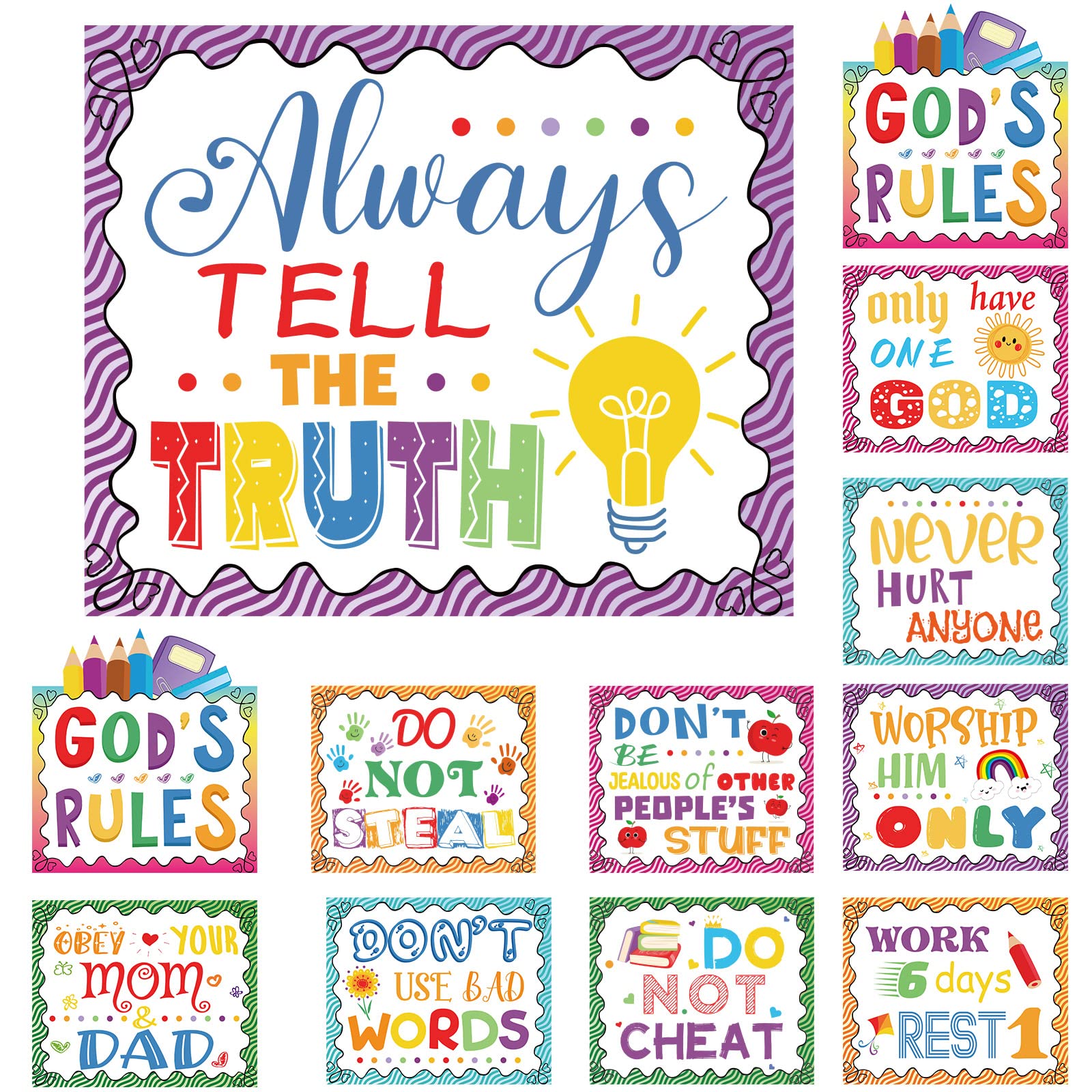 Buy 12 Pieces God's Rules Door Banners Classroom Bulletin Board