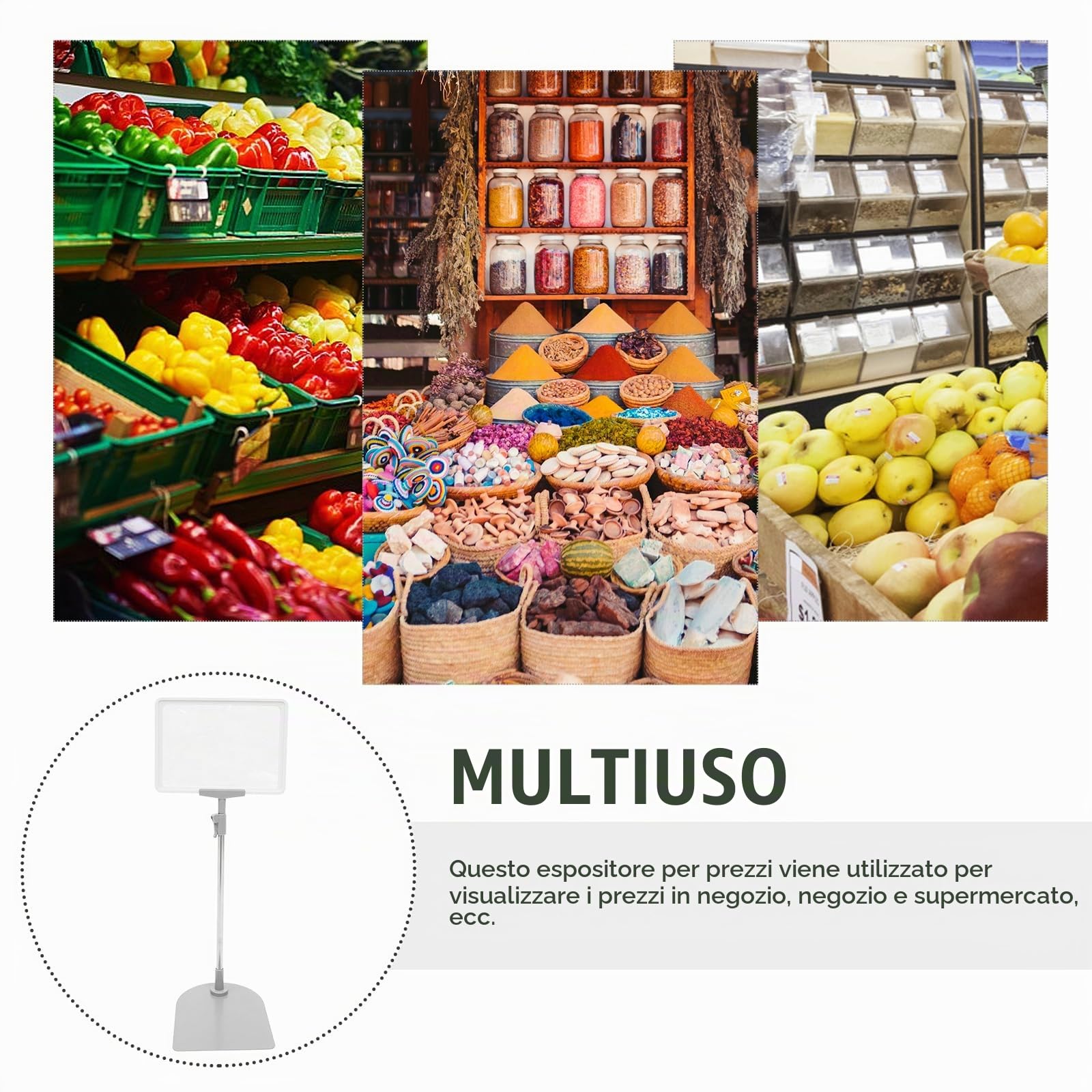 STOBOK Porta Cartellino Prezzo Riutilizzabile A5 Supporto Display Prezzi Portatile Con Base Stabile Per Supermercato Negozio Frutta Verdura
