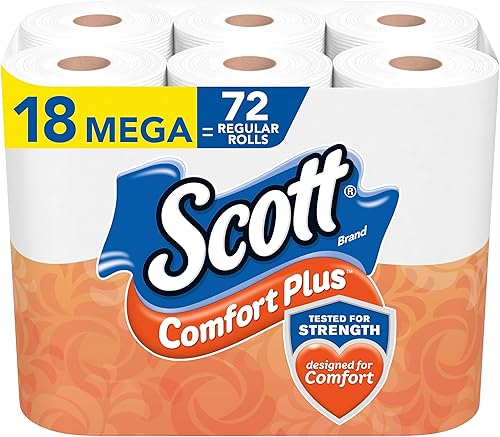 Scott Comfort Plus - Papel higiénico, 1 capa, blanco, 462 hojasrollo, 18 megapollospaquete (49729)