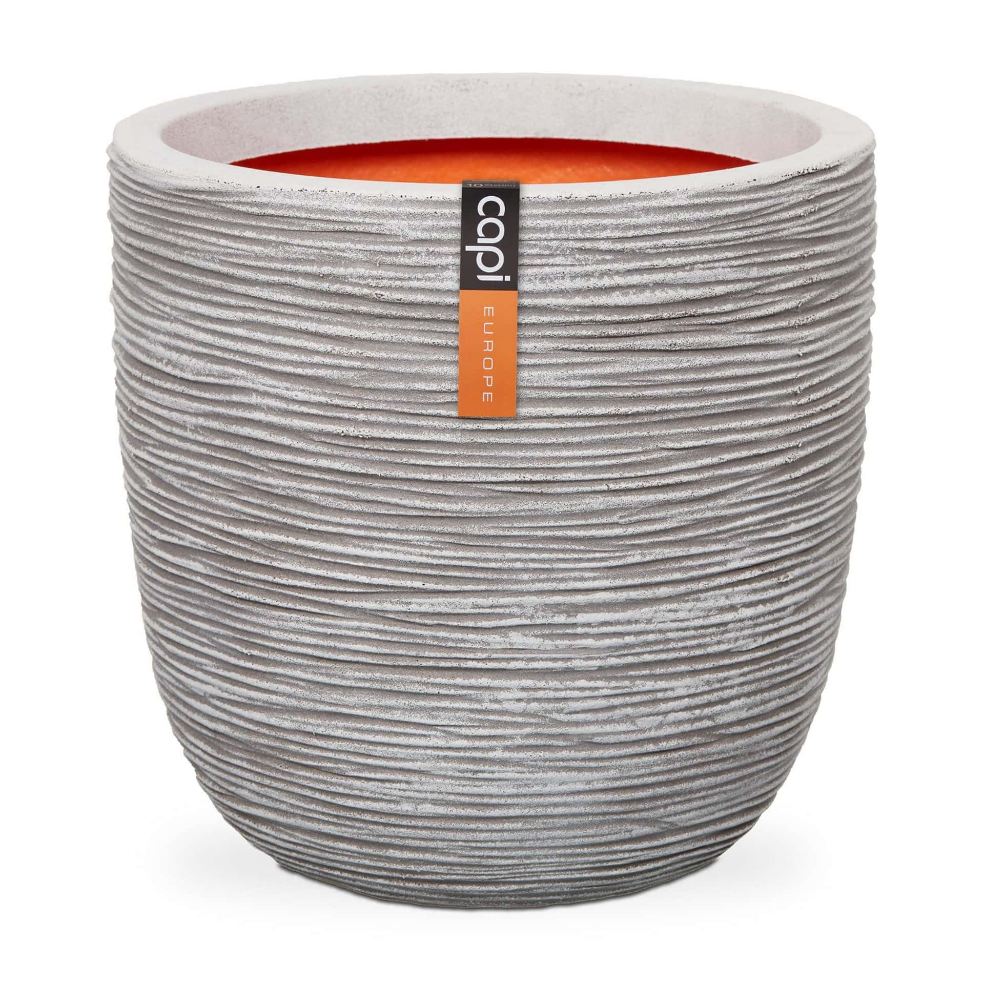 CAPI EUROPE - Planter ball Rib NL - 35x34 - Ivory - Opening Ø29 - Pot for indoor and outdoor use - Shatterproof - 100% recyclable - KOFI932