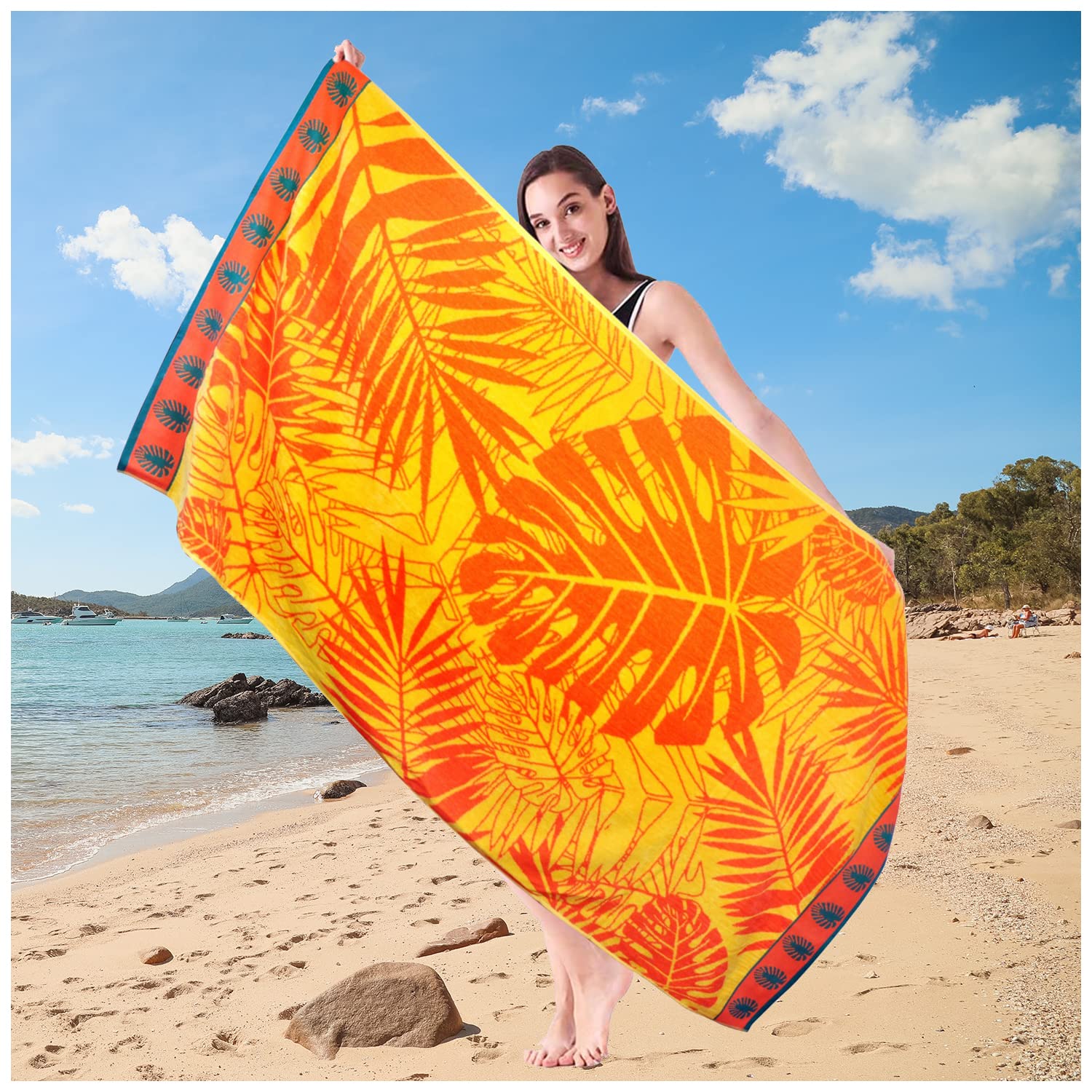 GC GAVENO CAVAILIA Large Beach Towels for Adults (100x180 cm) - Sand Free, Quick Dry, Lightweight Beach Towel Extra Large - Super Absorbent Beach Towel 1 Piece - Polycotton Fabric
