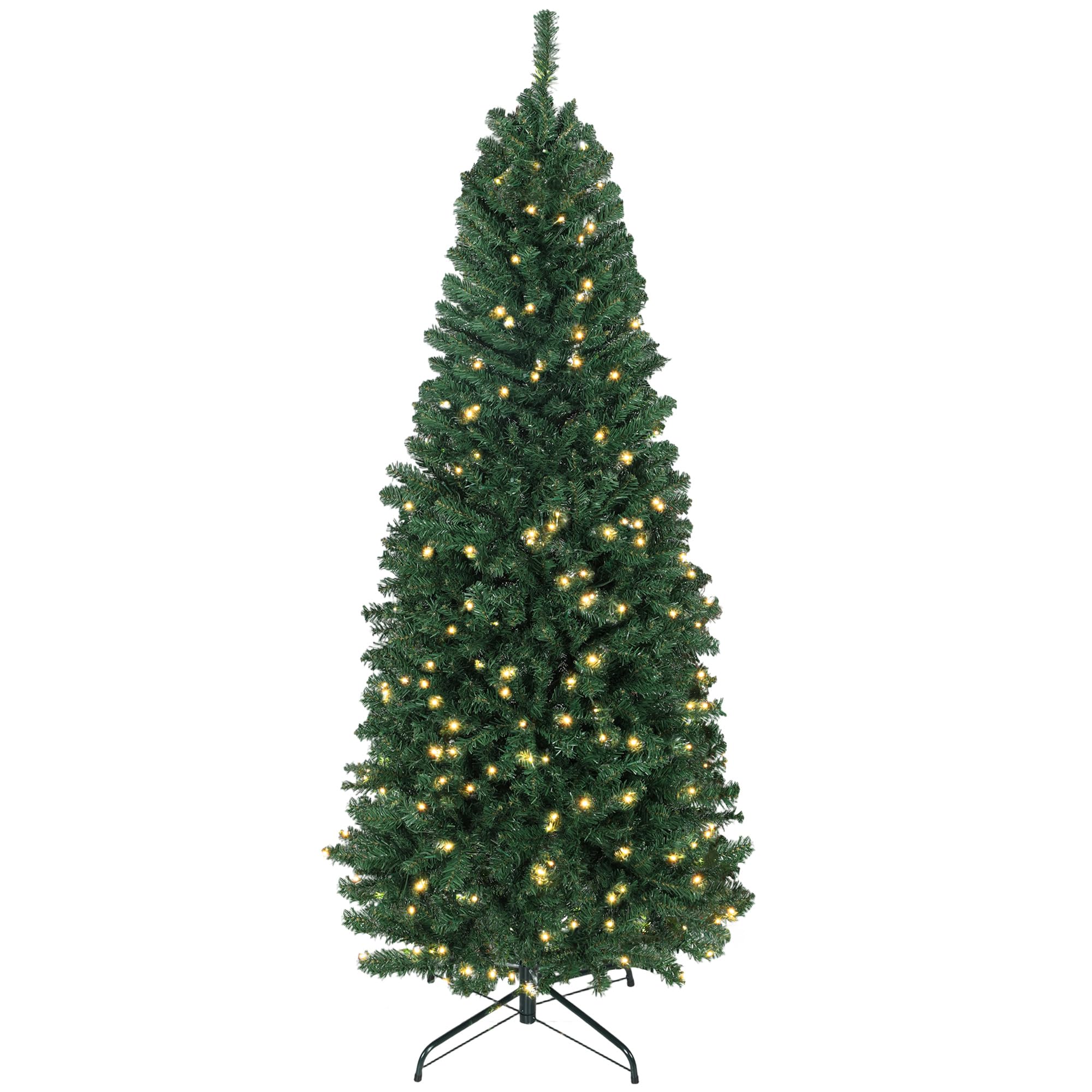 HOMCOM Sapin de Noël Artificiel 180 cm LED Synchronisées Colorées Vert