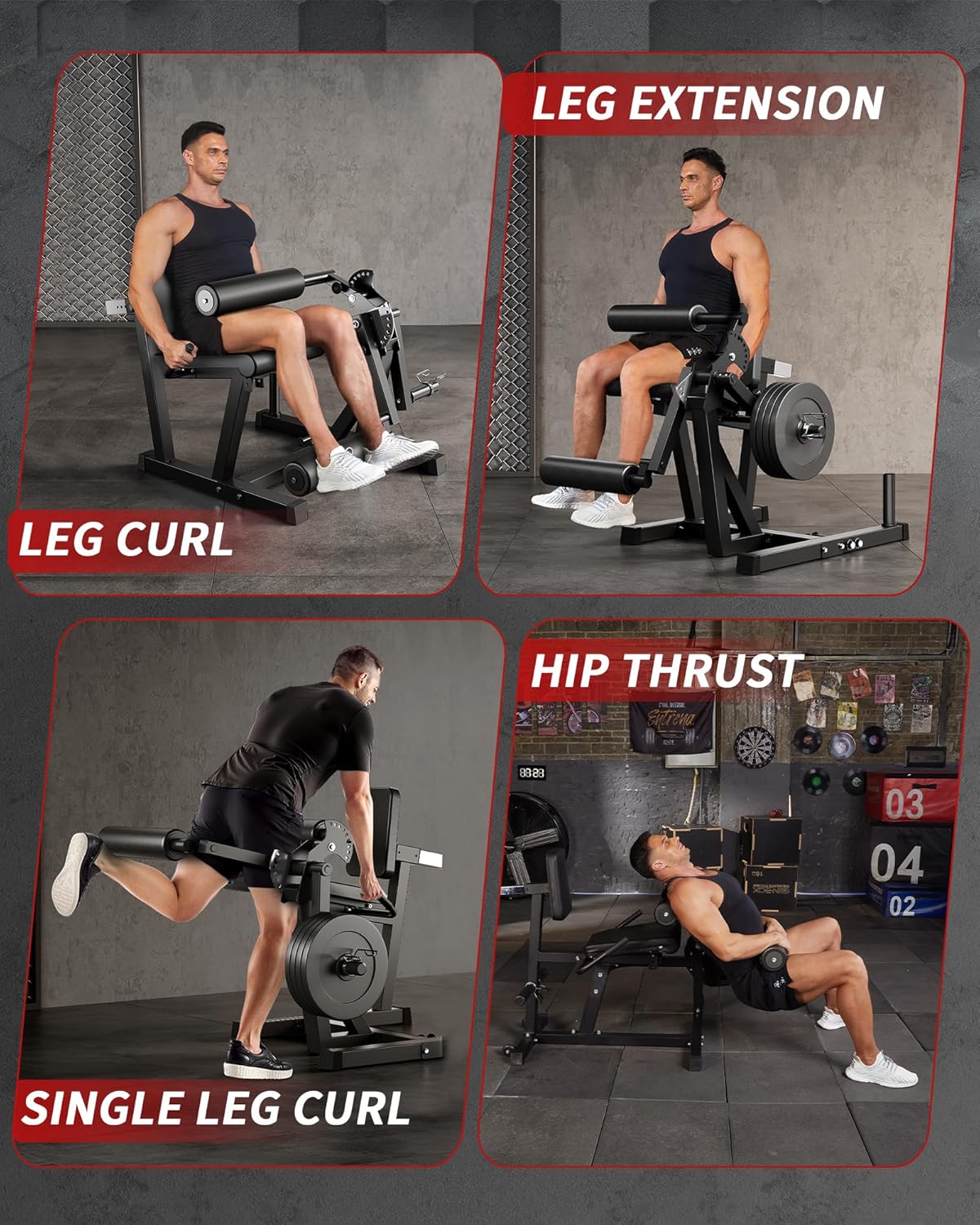 GarveeLife Leg Extension and Curl Machine, 700LBS Capacity Leg Extension Machine, Adjustable Leg Curl Machine, 4-in-1 Leg Workout Machine, Home Gym Weight Machine for Lower Body Exercise