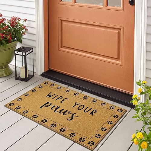 Miniatura 2 de Louise Maelys Tapete de fibra de coco para puerta, divertido tapete de bienvenida con parte trasera antideslizante, 17 x 30 pulgadas, tapete para