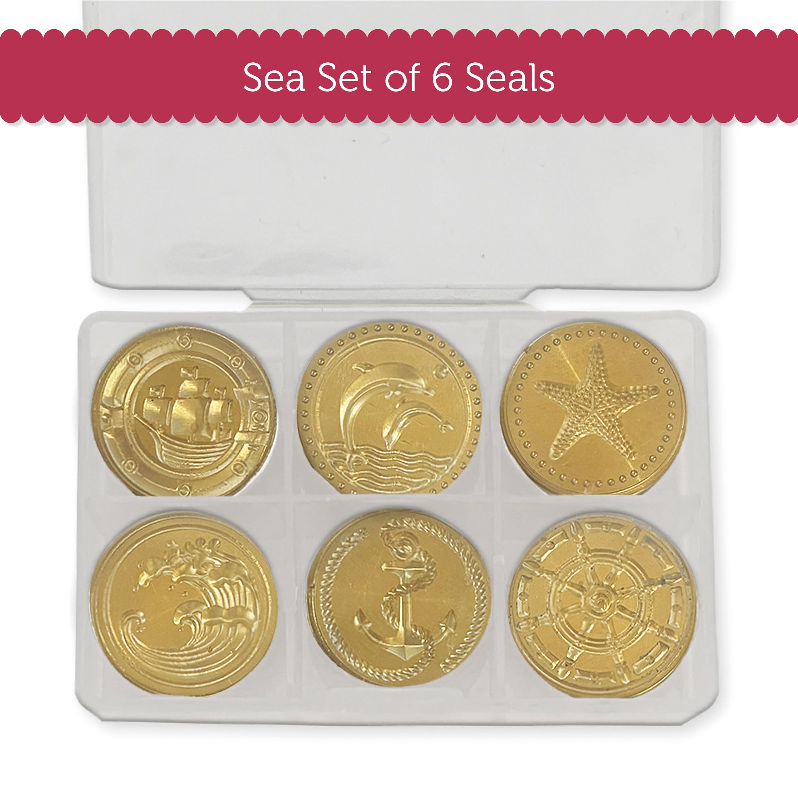Stamperia - Set of Seals for Scrapbooking, Albums, Card Making, Bullet Journalling and More, Perfect for Personalised Stamping, Crafts, and Gifting (Silent Sea) (6 Seals) (dia. 2.5cm)