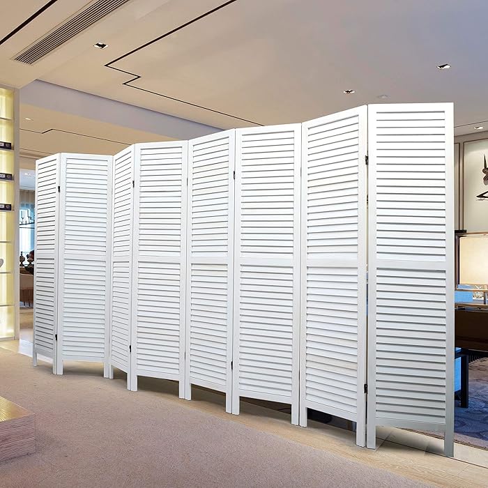 Buy JAXPETY 8 Panel Wood Louvered Room Divider, 5.6 Ft Tall Oriental