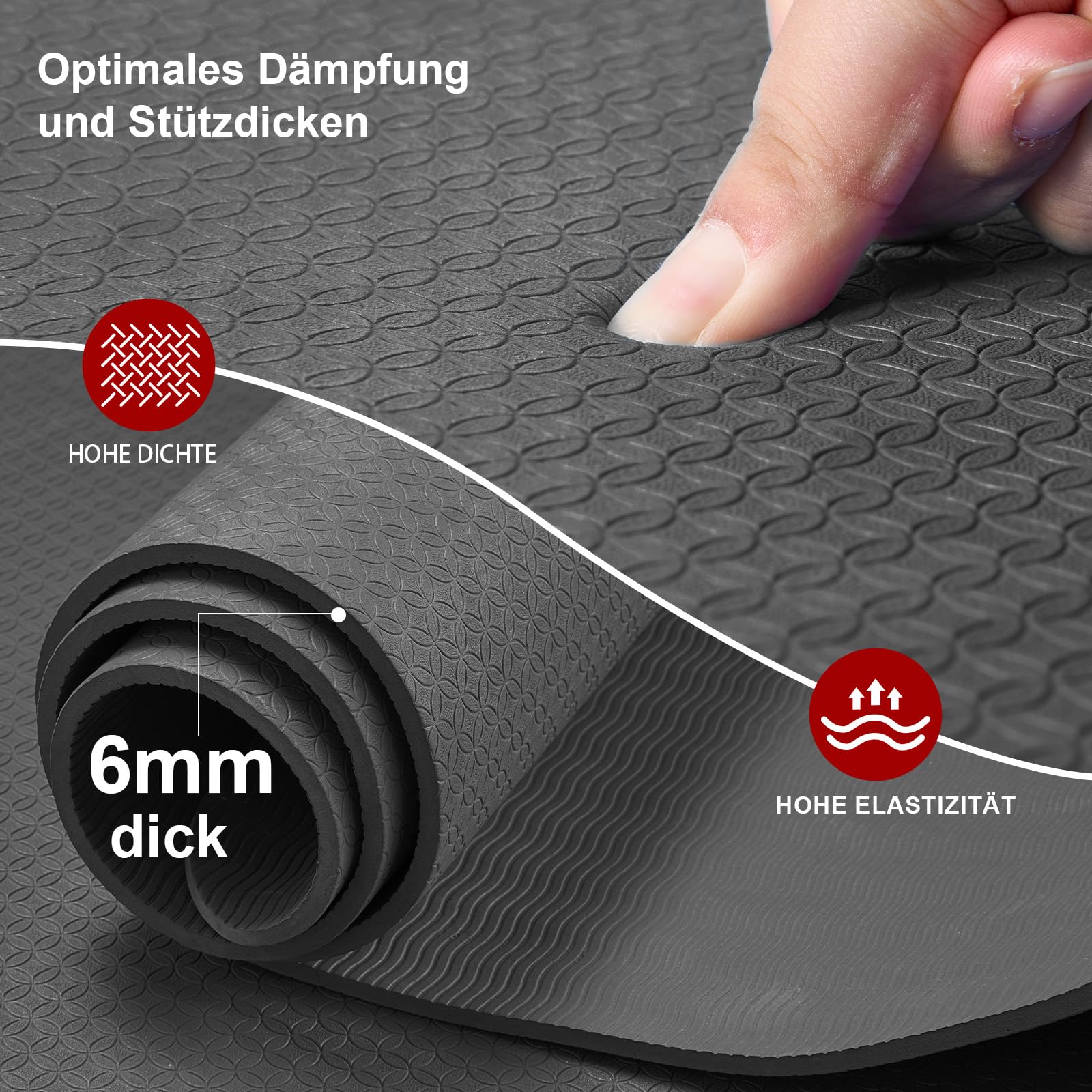 Stepwaver XXL-Fitnessmatte, 183x122 / 213x152 / 243x152cm (6mm) Dicke Trainingsmatte für Heimstudio & Garagenboden, Sportmatte rutschfest, ultra-langlebig, dicke große Yogamatte für Home-Workouts