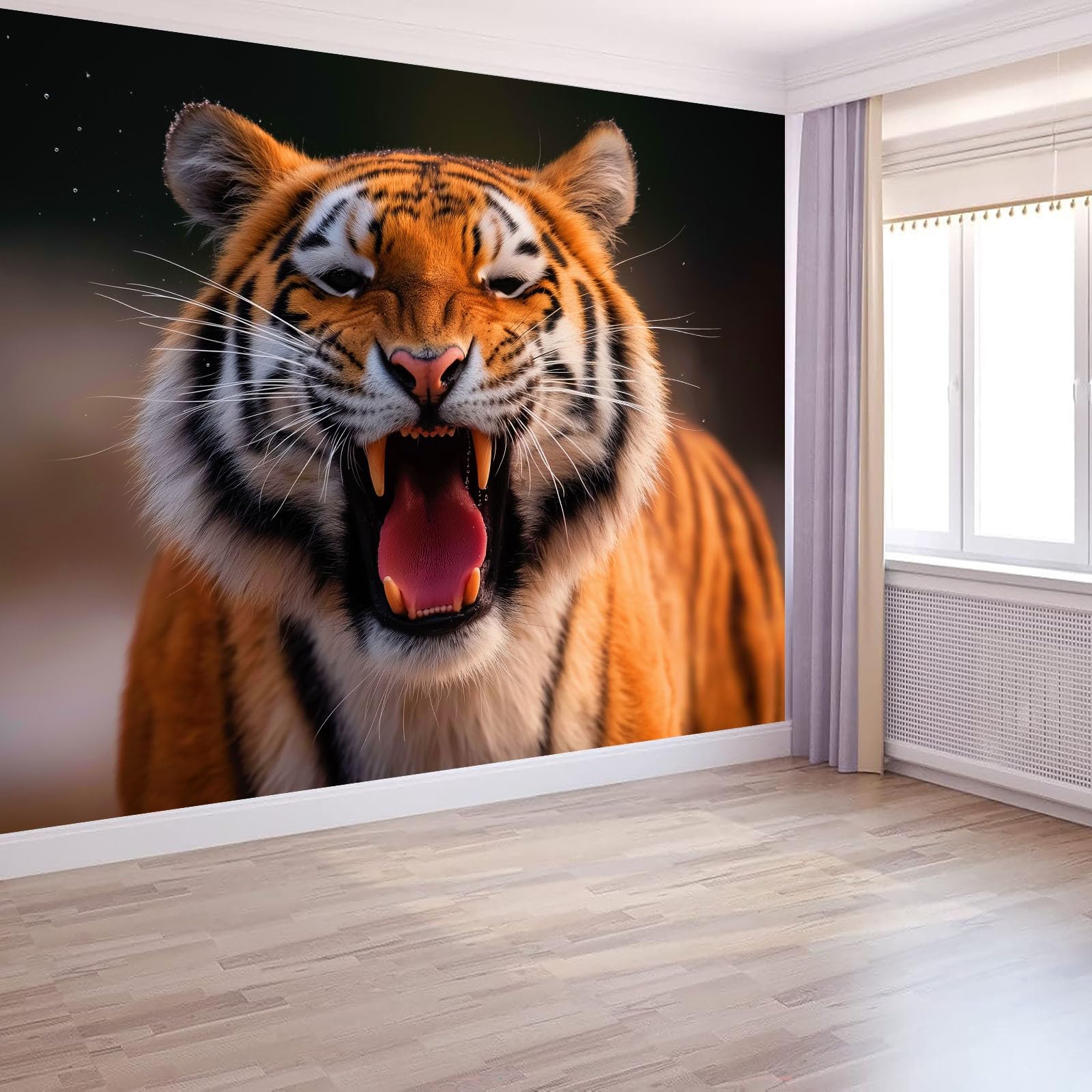 Mural Tapeta Zwierzę Tygrys 250x175 cm Sztuka Nowoczesna Fototapeta Ścienna, Włóknina Plakat Tapeta, Do Sypialni Salonu TV Tło Wystrój